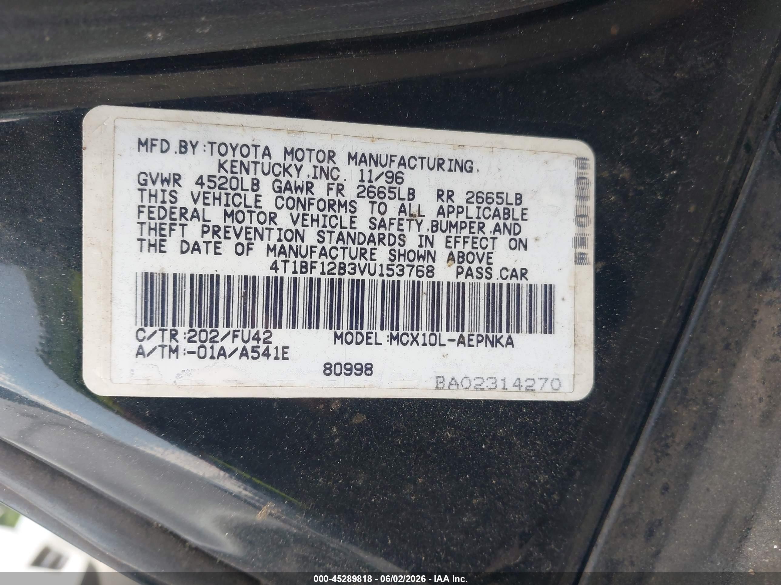 1997 Toyota Avalon Xl Black vin: 4T1BF12B3VU153768
