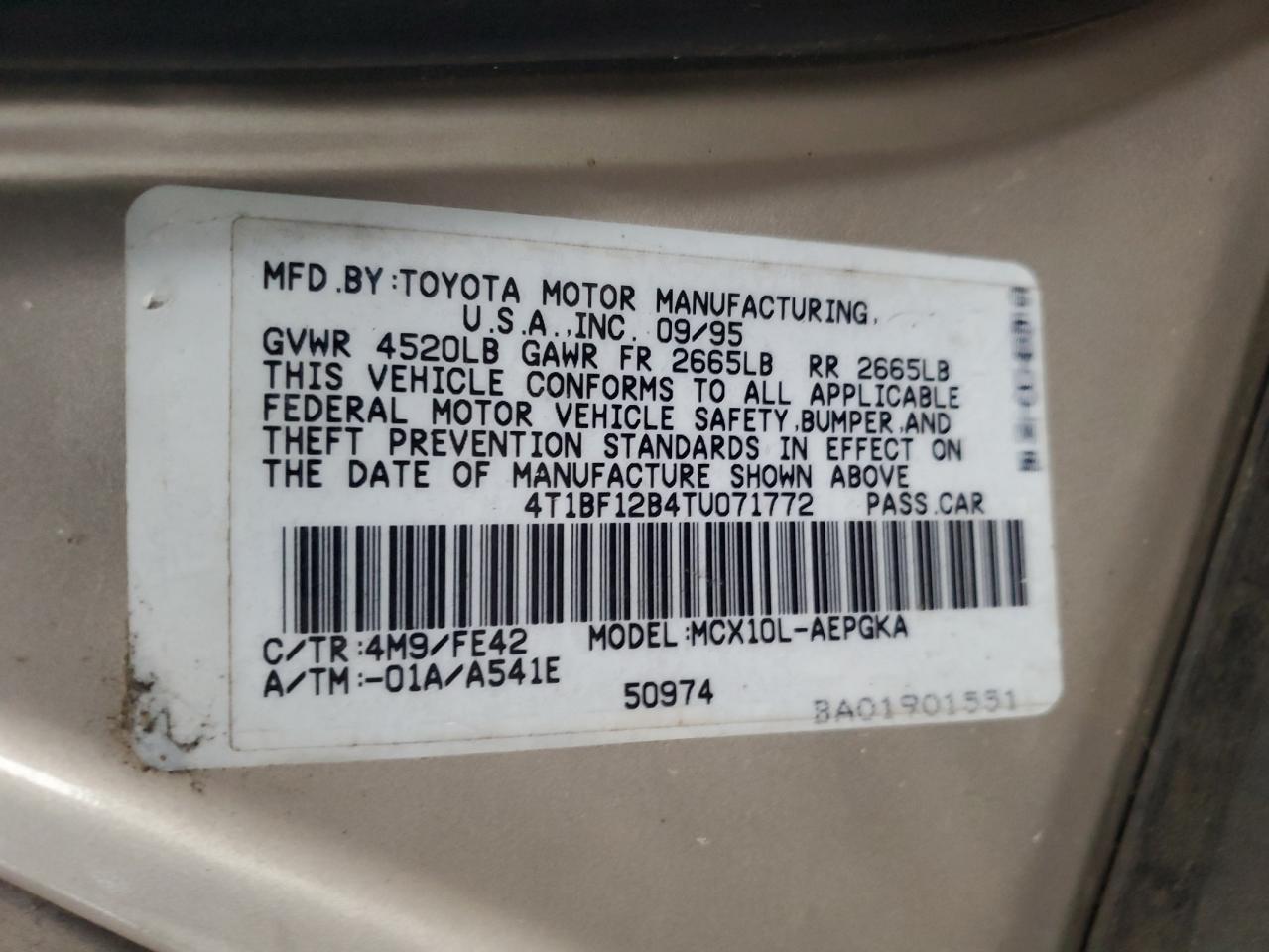 1996 Toyota Avalon Xl Золотой vin: 4T1BF12B4TU071772
