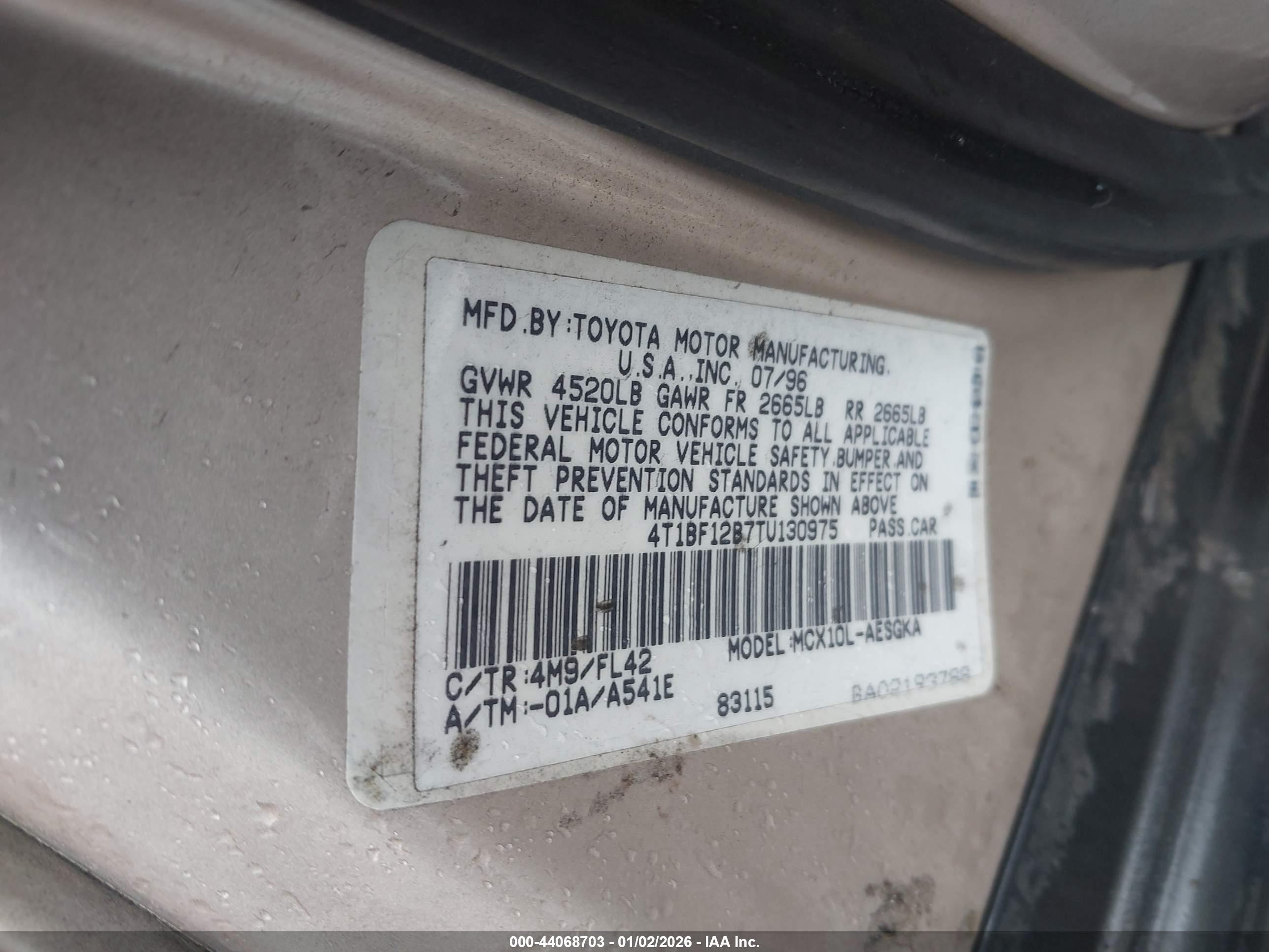 1996 Toyota Avalon Xl/xls Silver vin: 4T1BF12B7TU130975
