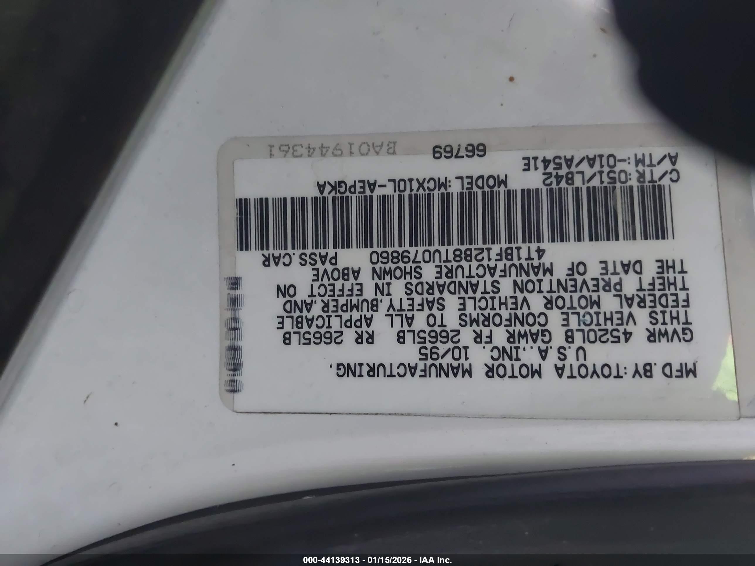 1996 Toyota Avalon Xl/xls White vin: 4T1BF12B8TU079860