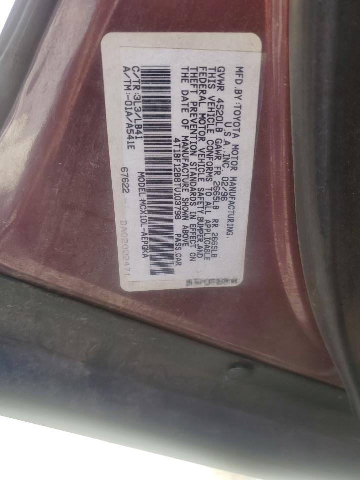 1996 Toyota Avalon Xl Burgundy vin: 4T1BF12B8TU103798
