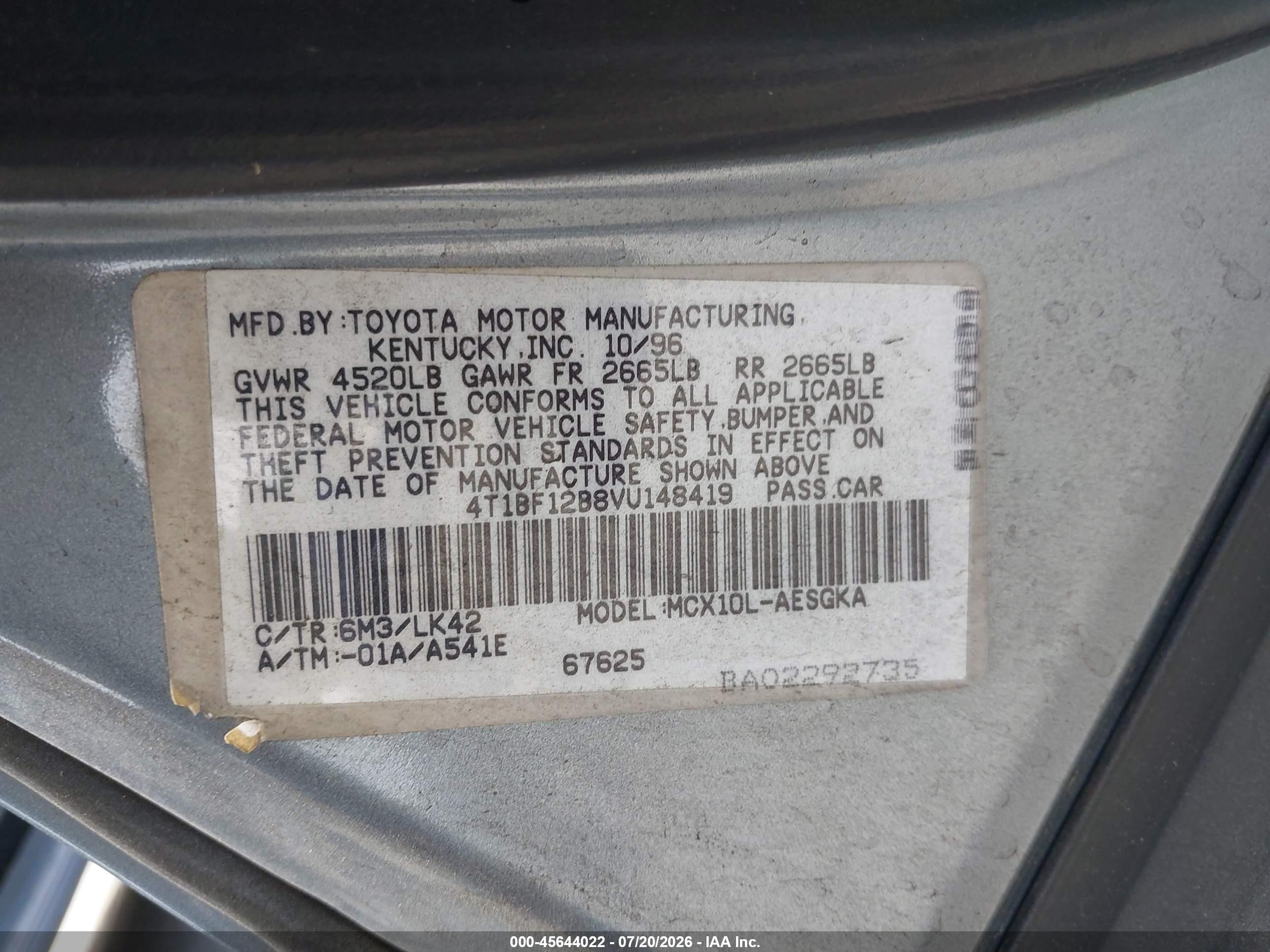 1997 Toyota Avalon Xls Gray vin: 4T1BF12B8VU148419