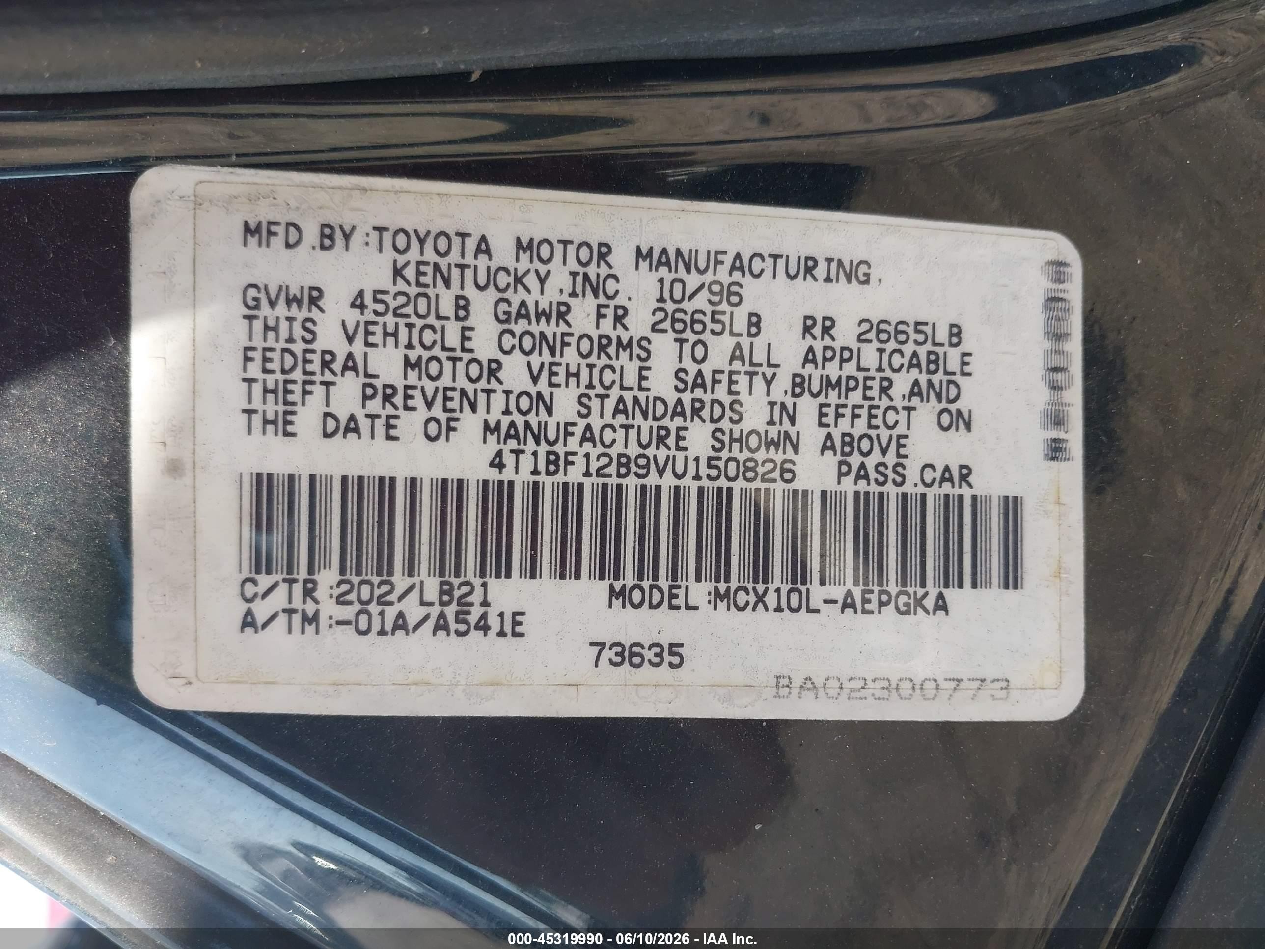 1997 Toyota Avalon Xls Black vin: 4T1BF12B9VU150826