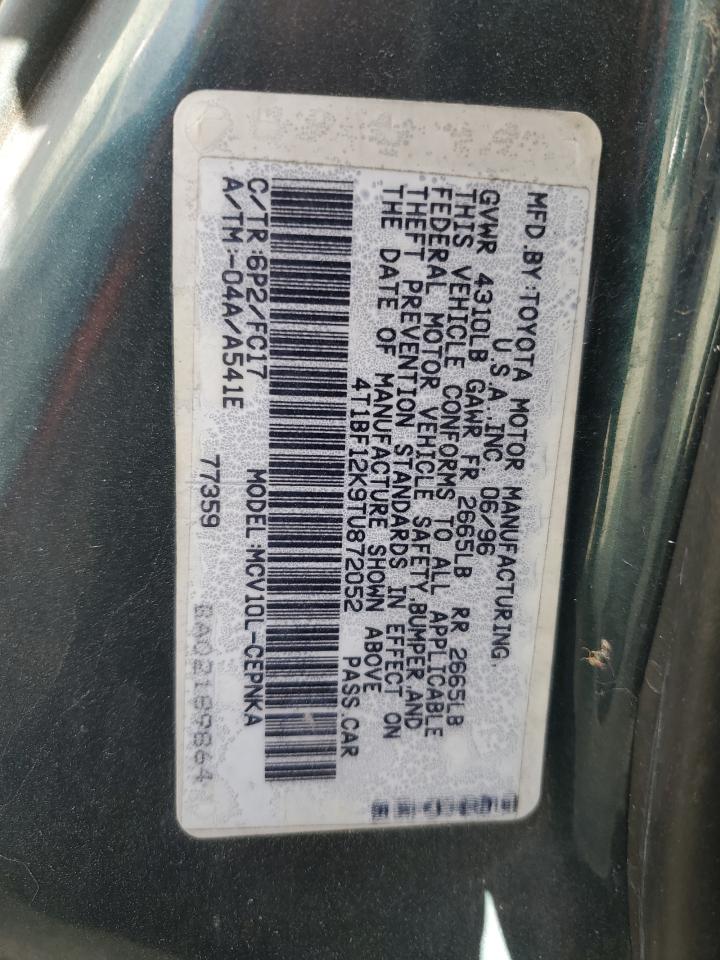 1996 Toyota Camry Le Green vin: 4T1BF12K9TU872052
