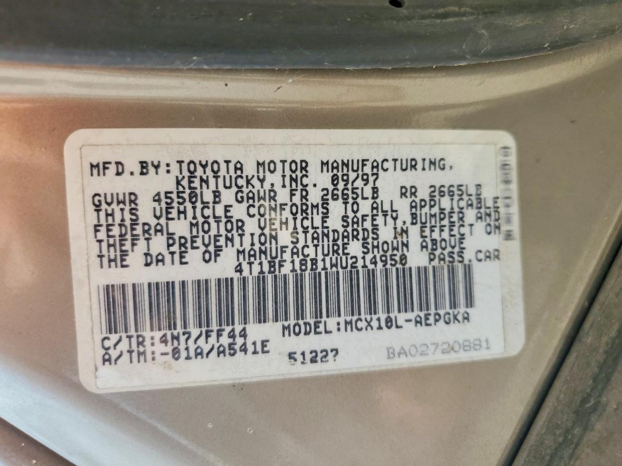 1998 Toyota Avalon Xls Brown vin: 4T1BF18B1WU214950