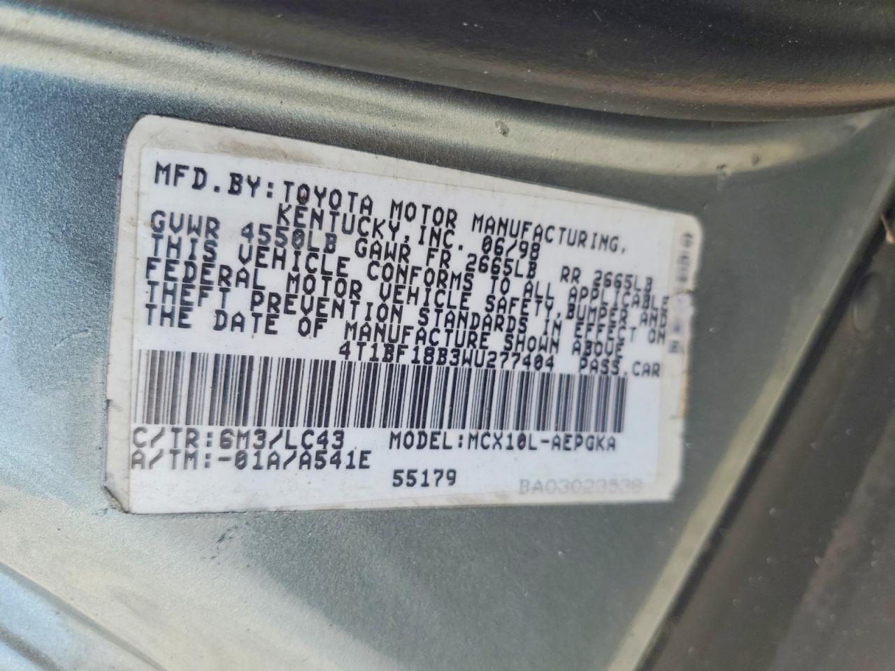 1998 Toyota Avalon Xls Синий vin: 4T1BF18B3WU277404