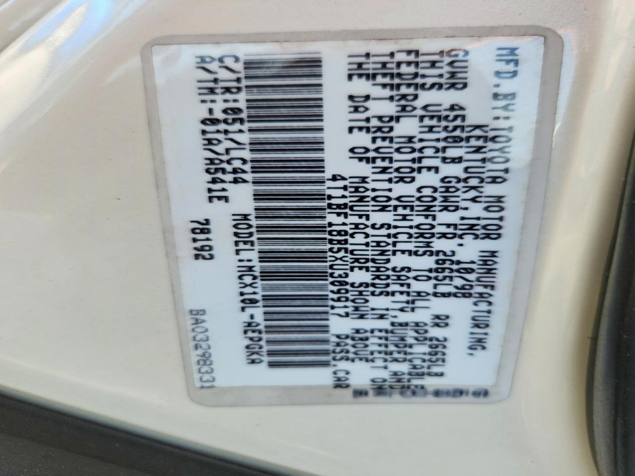 1999 Toyota Avalon Xls White vin: 4T1BF18B5XU309917