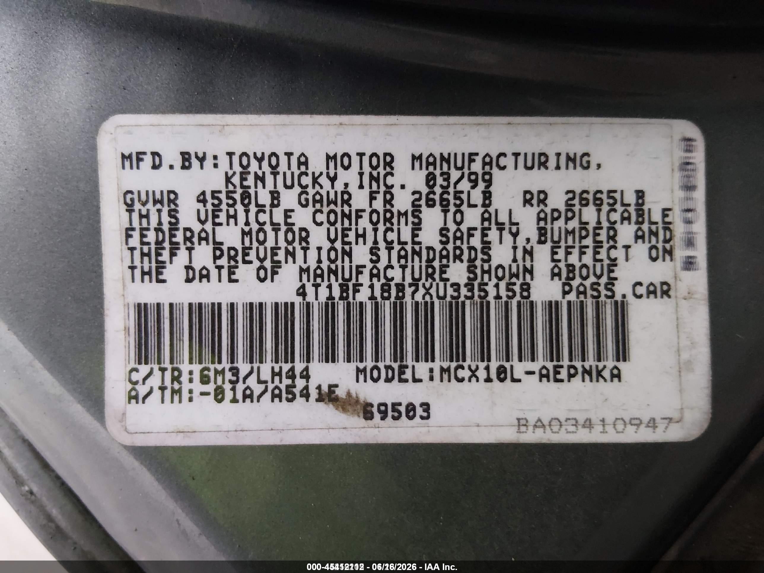 1999 Toyota Avalon Xl Зеленый vin: 4T1BF18B7XU335158
