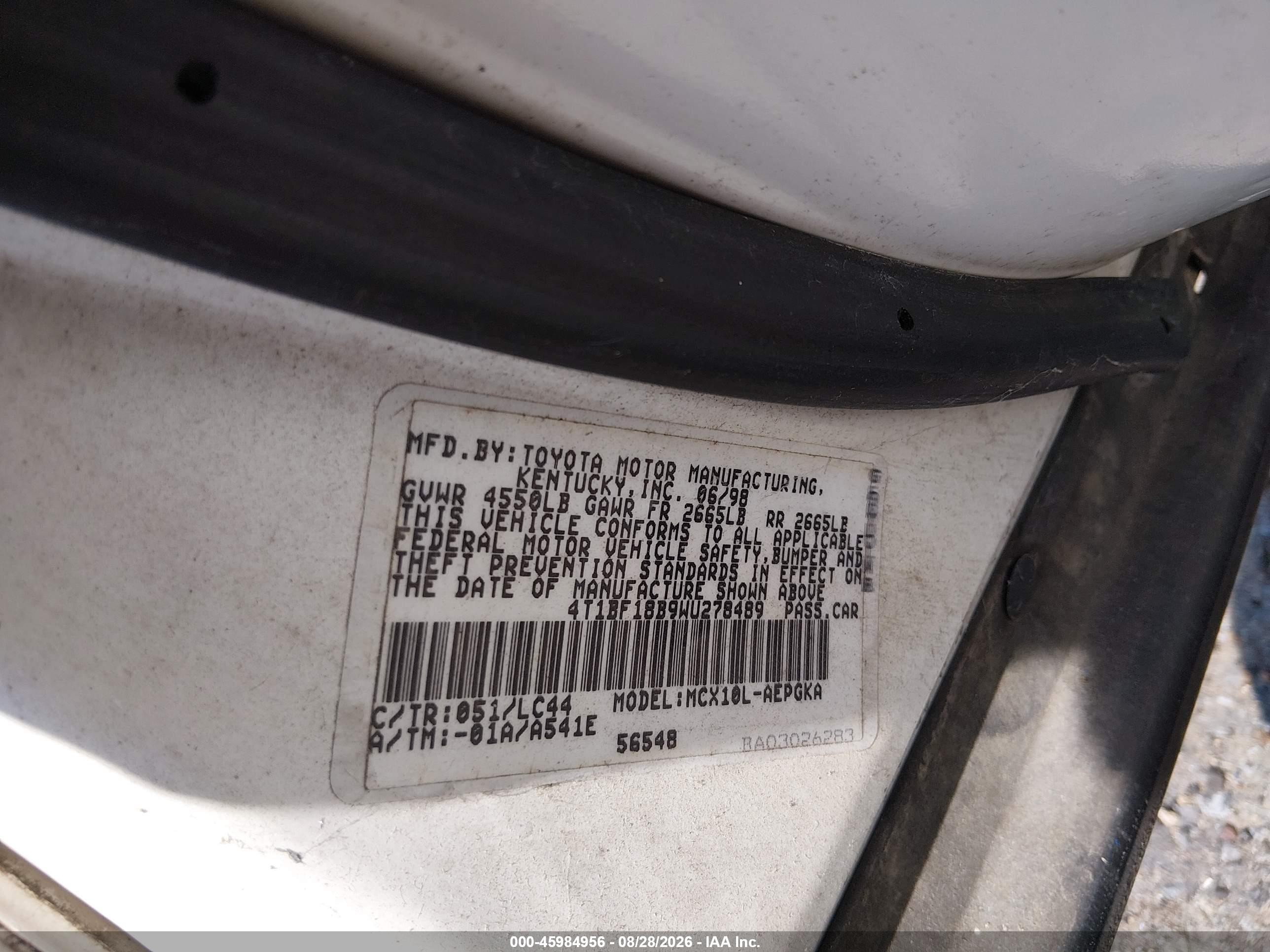 1998 Toyota Avalon Xls White vin: 4T1BF18B9WU278489