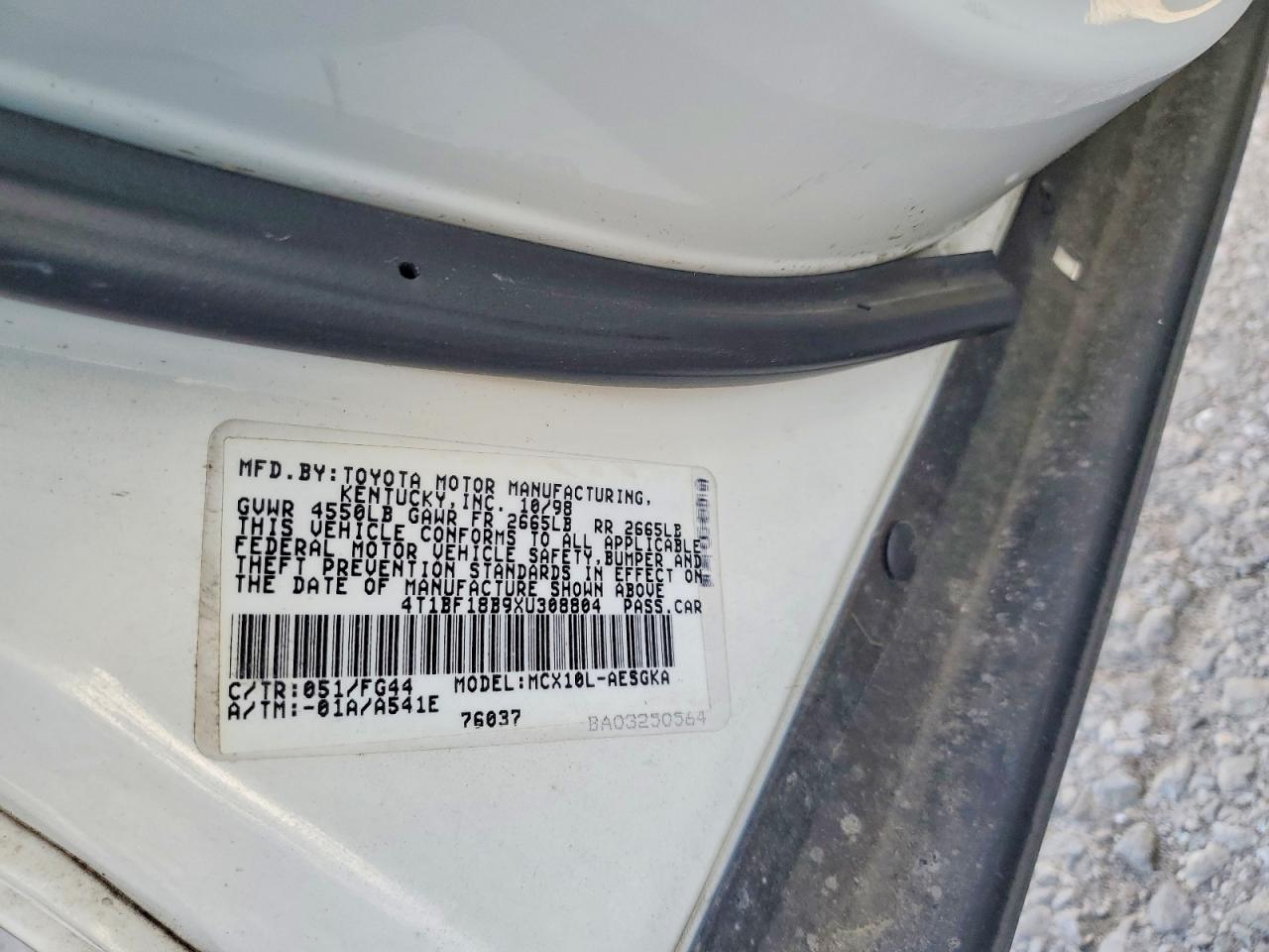 1999 Toyota Avalon Xls White vin: 4T1BF18B9XU308804