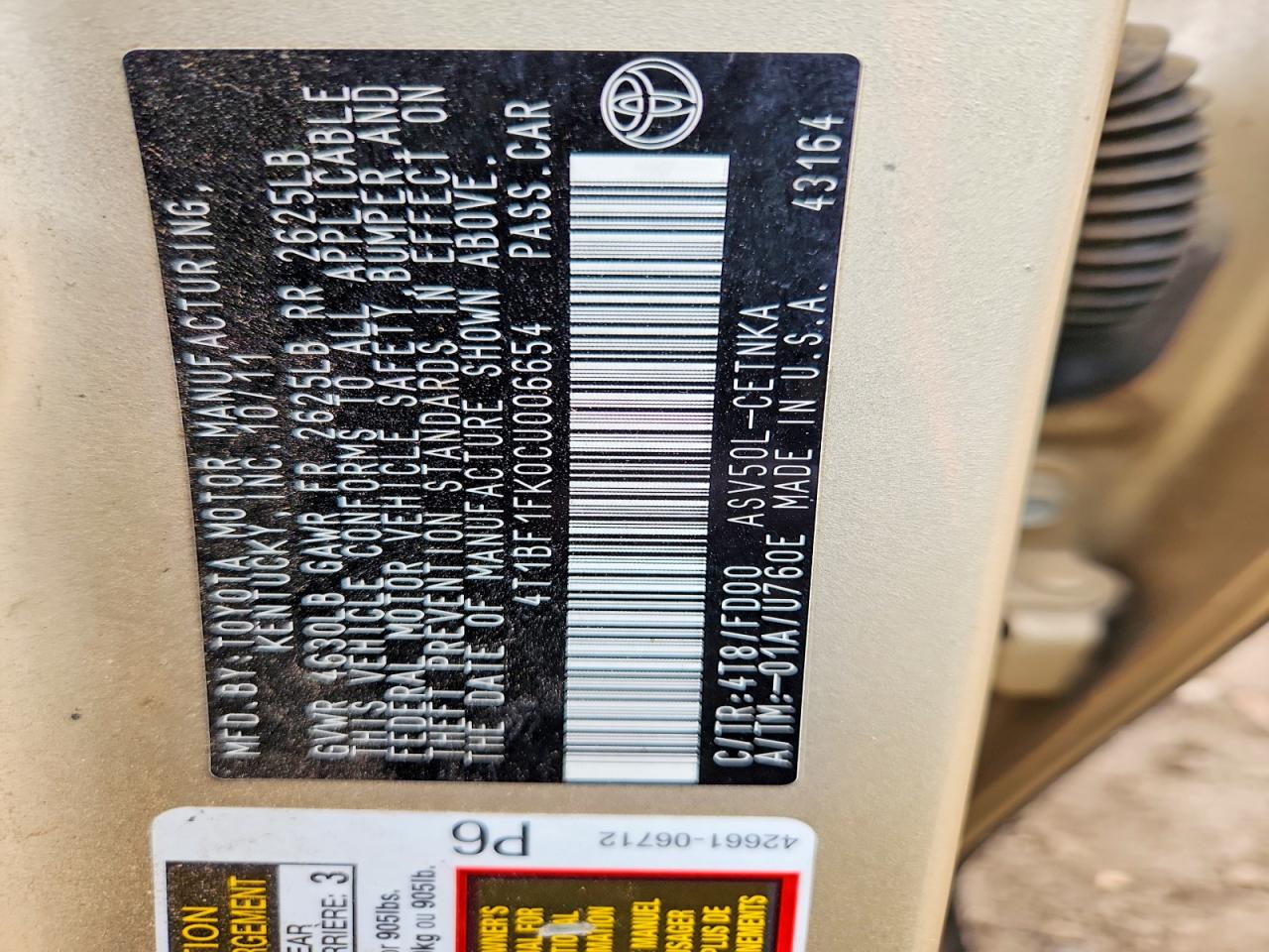 2012 Toyota Camry Le Черный vin: 4T1BF1FK0CU006654