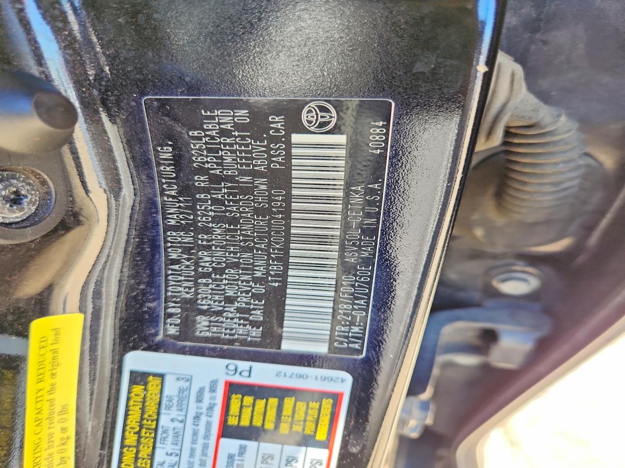 2012 Toyota Camry Le Black vin: 4T1BF1FK0CU041940