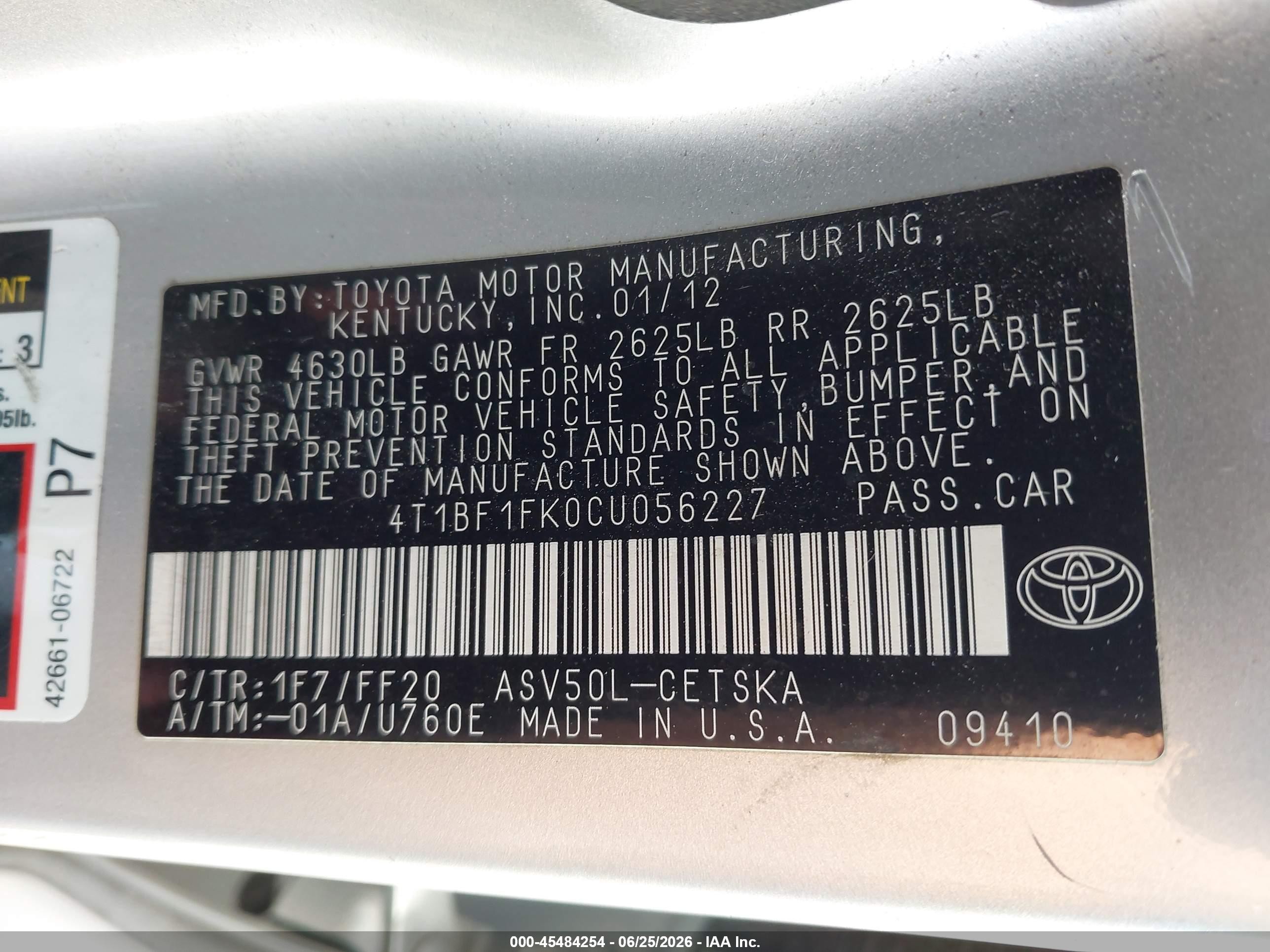 2012 Toyota Camry Se Silver vin: 4T1BF1FK0CU056227
