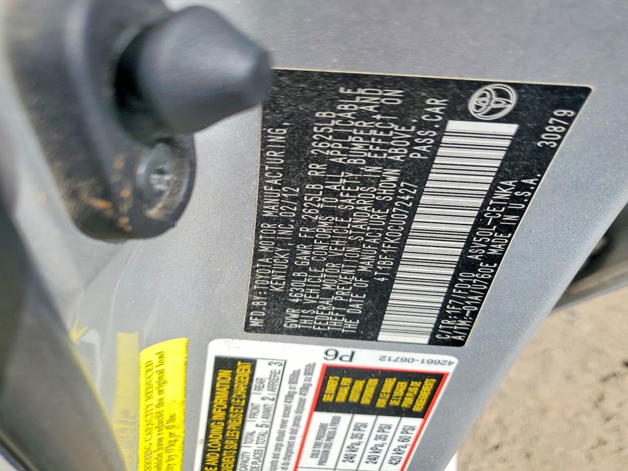 2012 Toyota Camry Base/le/se/xle Silver vin: 4T1BF1FK0CU072427