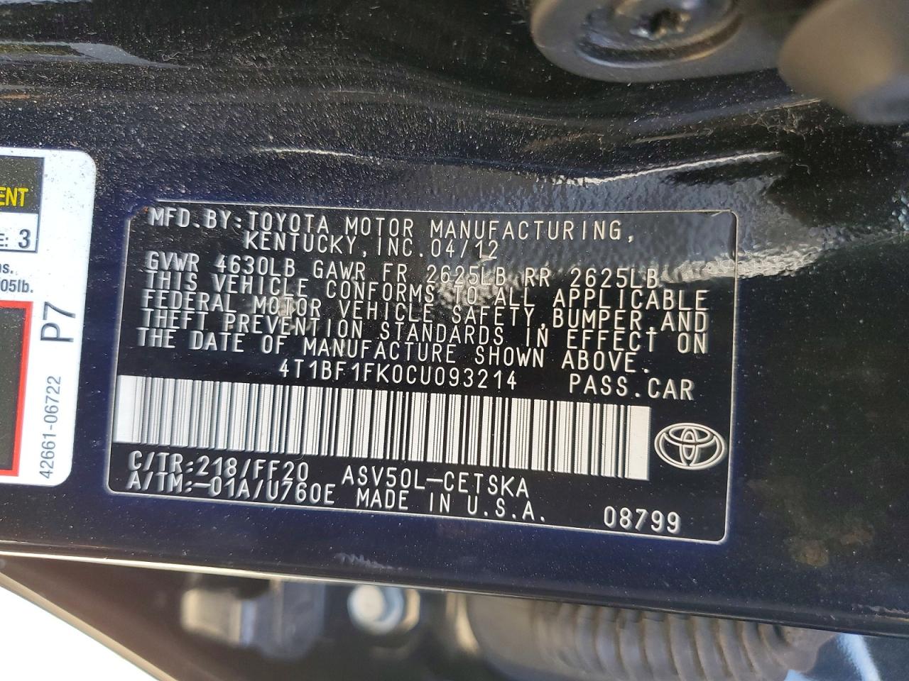 2012 Toyota Camry Se Черный vin: 4T1BF1FK0CU093214