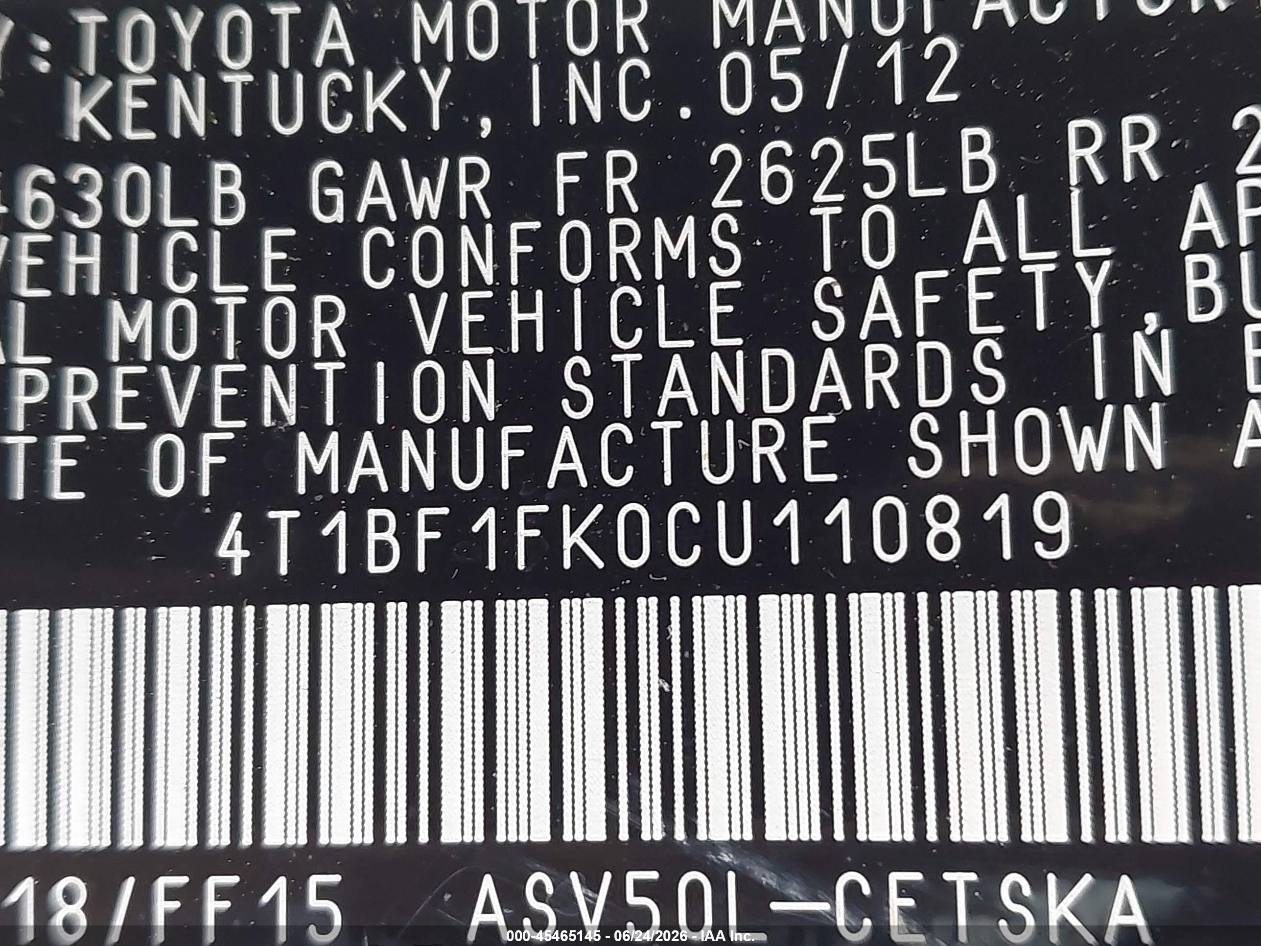2012 Toyota Camry Se Black vin: 4T1BF1FK0CU110819