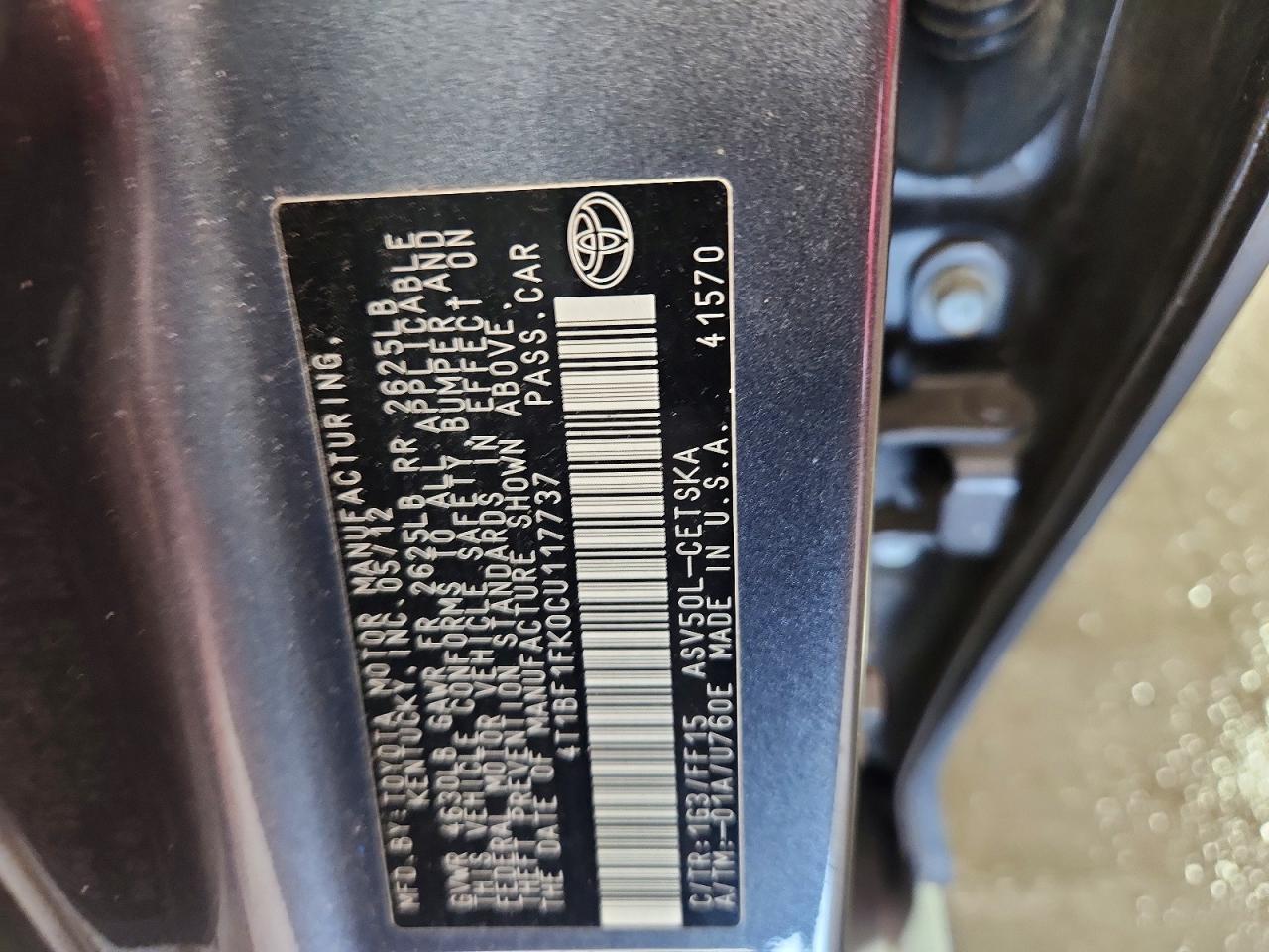 2012 Toyota Camry Se Gray vin: 4T1BF1FK0CU117737