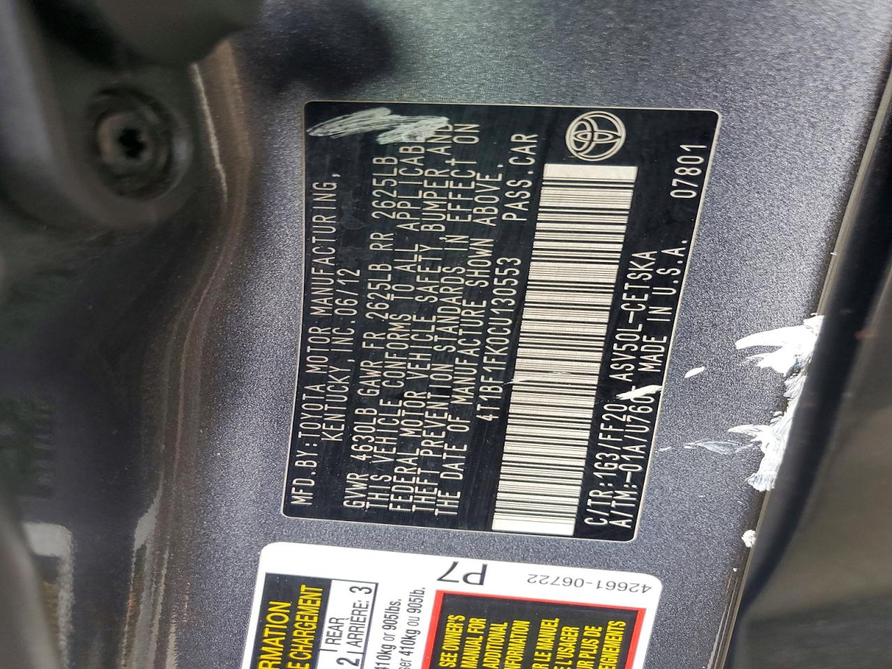 2012 Toyota Camry Se Gray vin: 4T1BF1FK0CU130553
