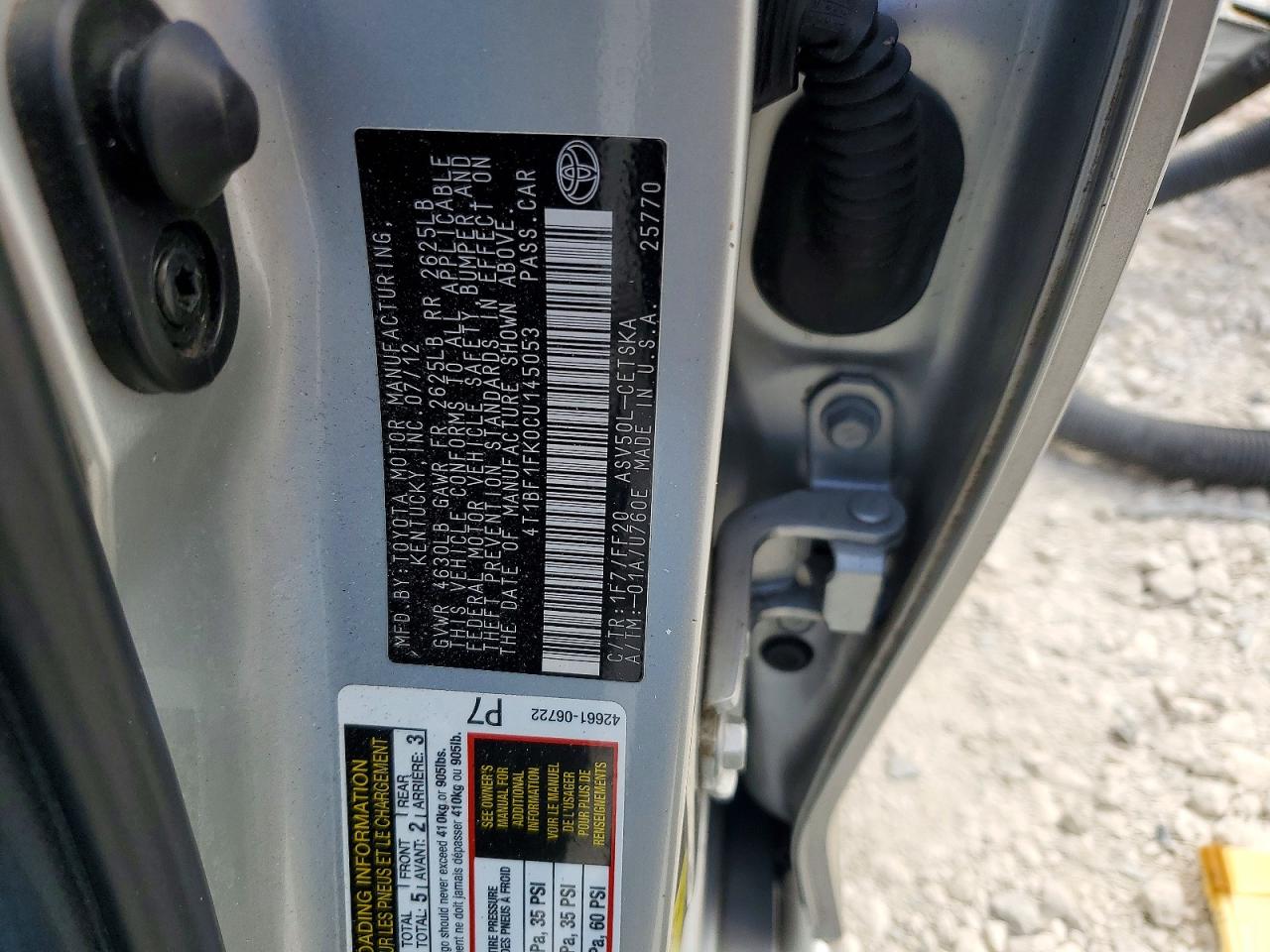2012 Toyota Camry Se Silver vin: 4T1BF1FK0CU145053