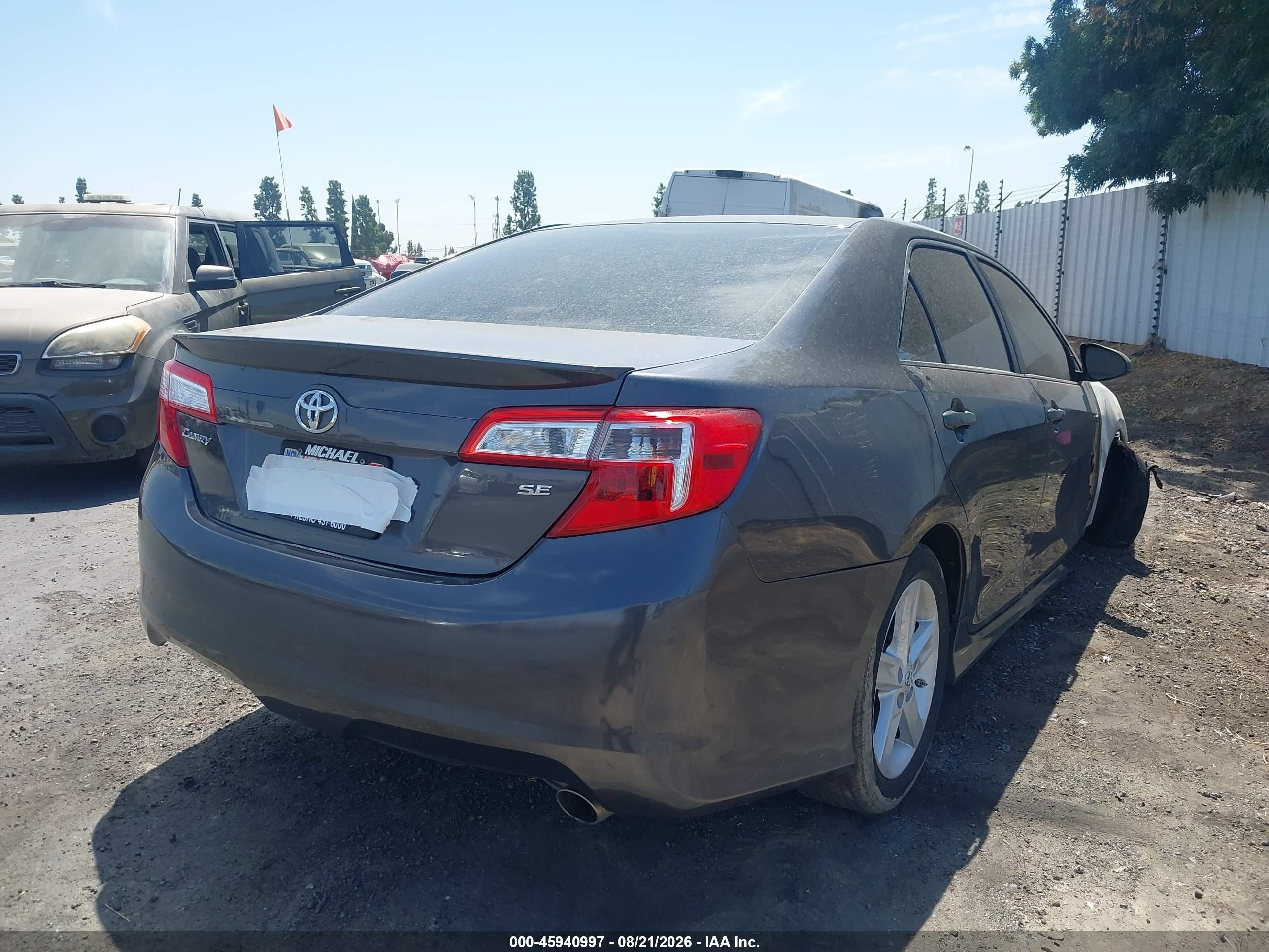2012 Toyota Camry Se Серый vin: 4T1BF1FK0CU181387