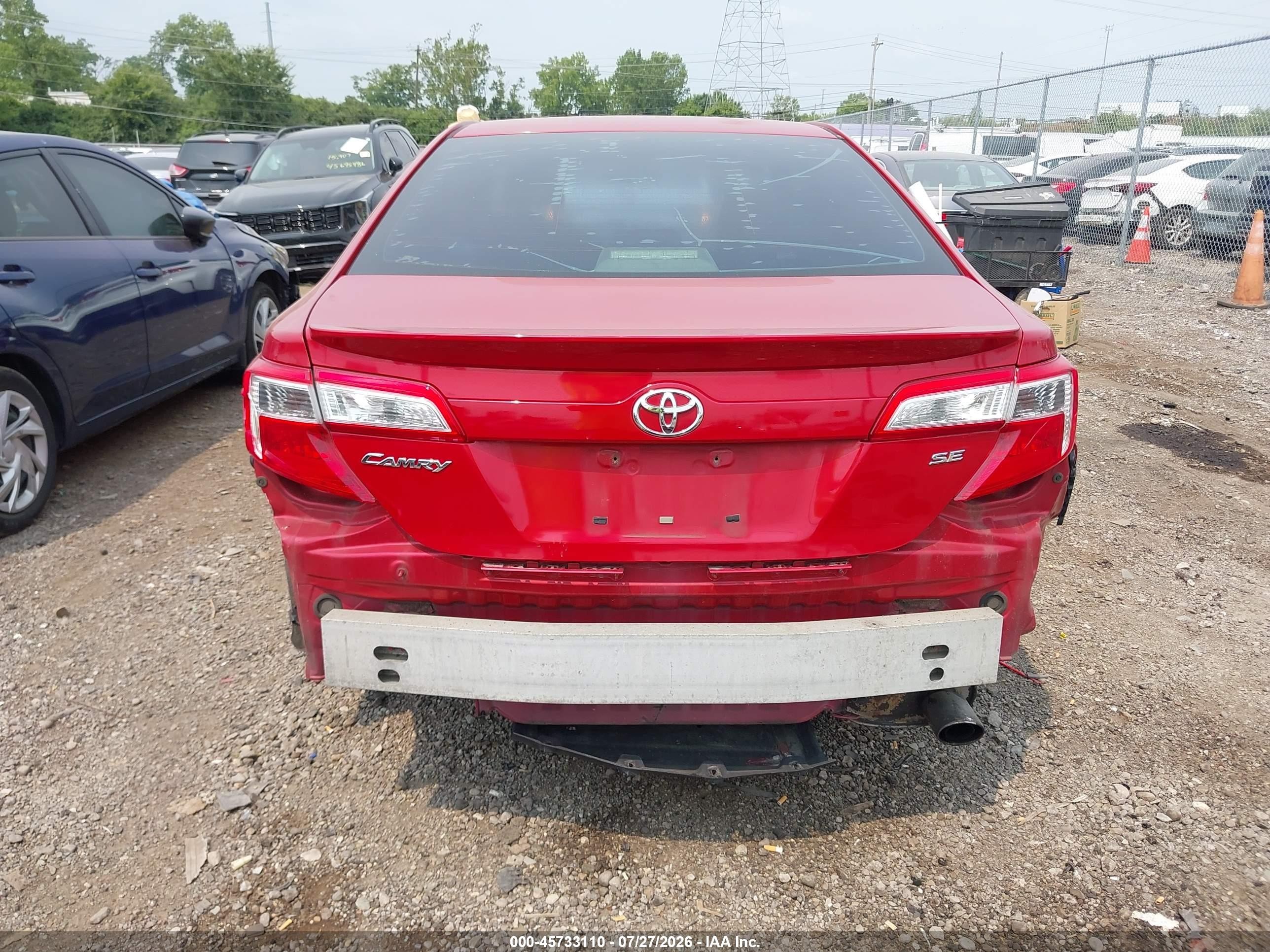 2012 Toyota Camry Se Red vin: 4T1BF1FK0CU615291