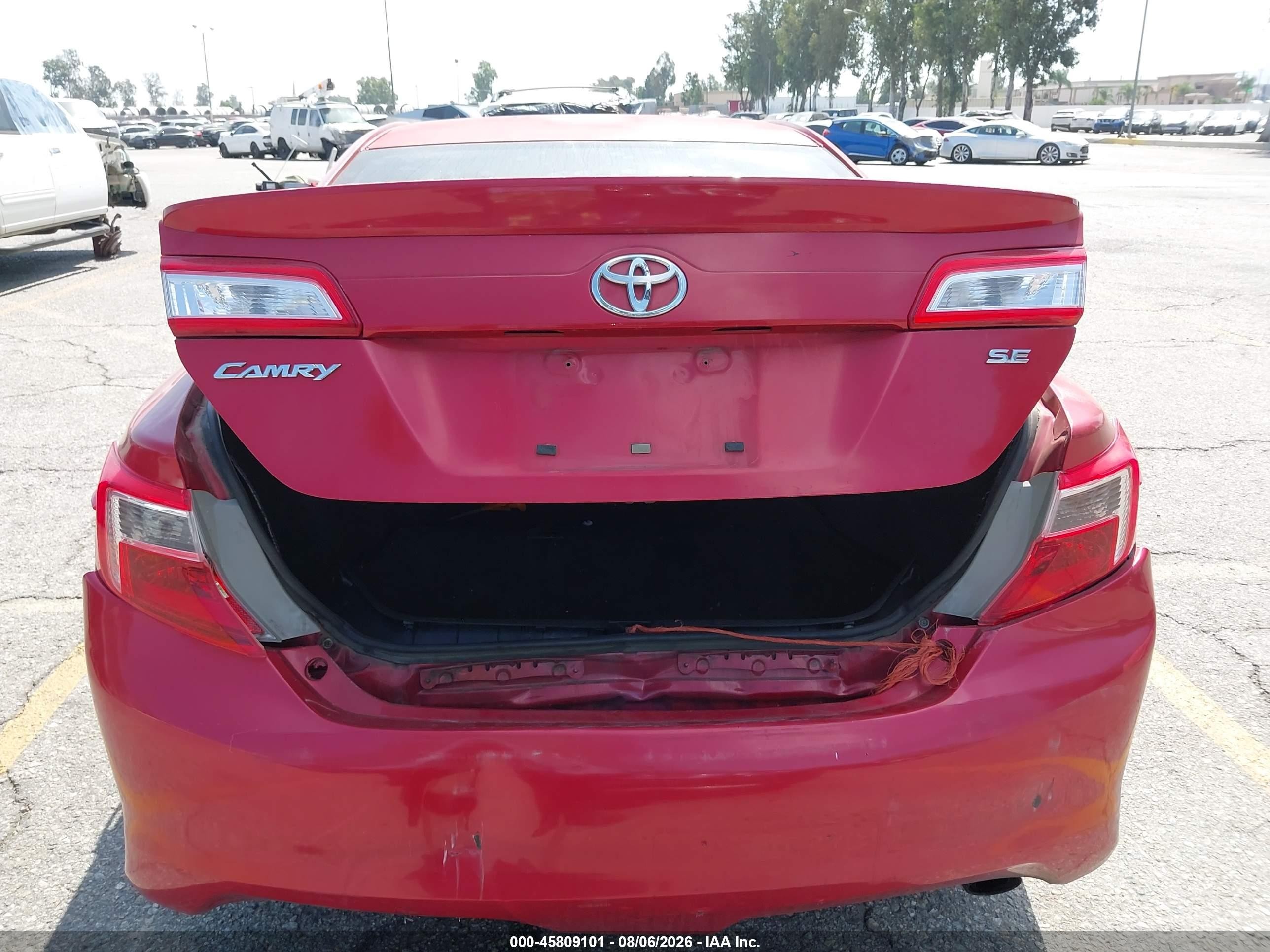 2012 Toyota Camry Se Красный vin: 4T1BF1FK0CU617428