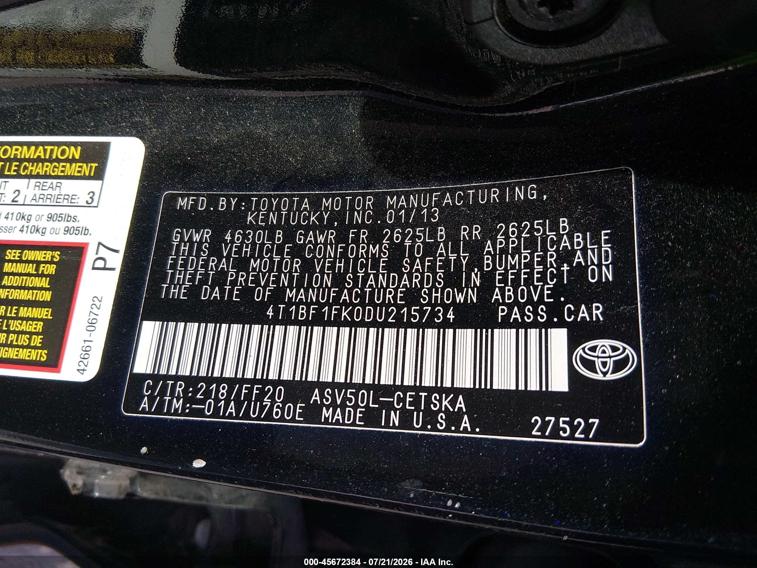 2013 Toyota Camry Se Black vin: 4T1BF1FK0DU215734