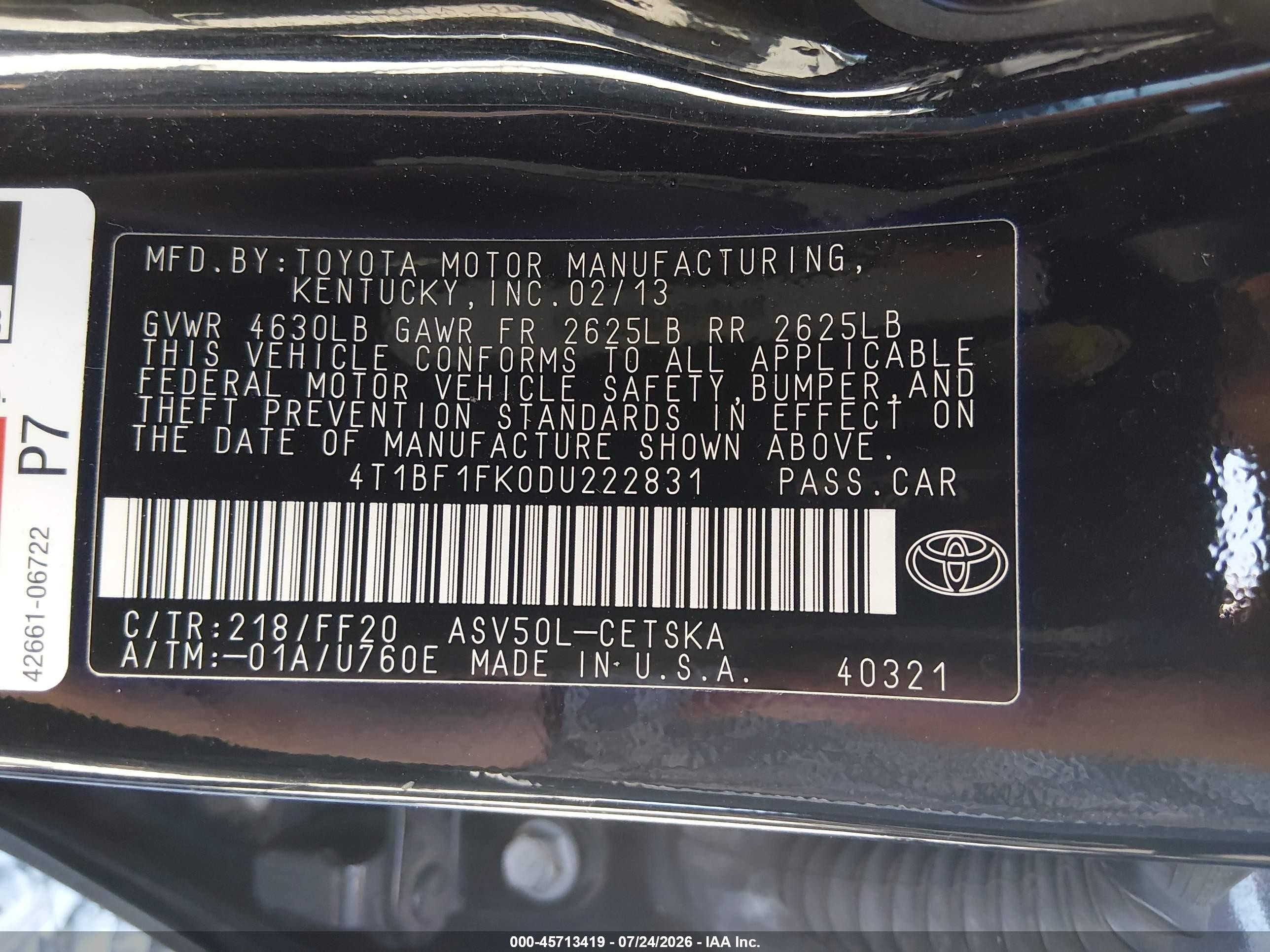2013 Toyota Camry Se Black vin: 4T1BF1FK0DU222831