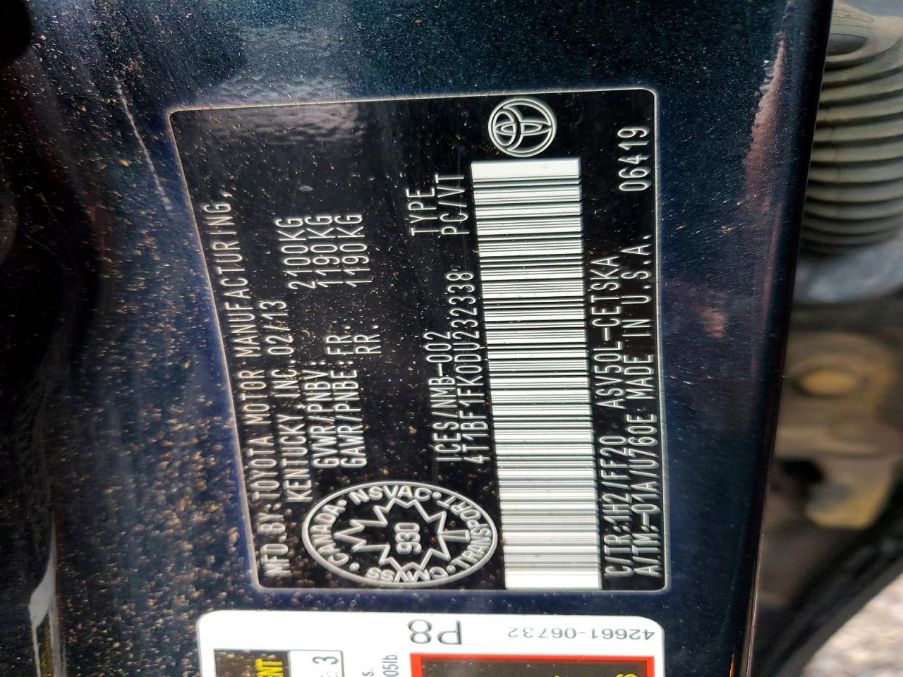 2013 Toyota Camry L Black vin: 4T1BF1FK0DU232338