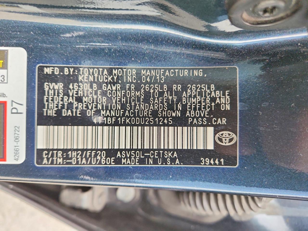 2013 Toyota Camry Se Blue vin: 4T1BF1FK0DU251245