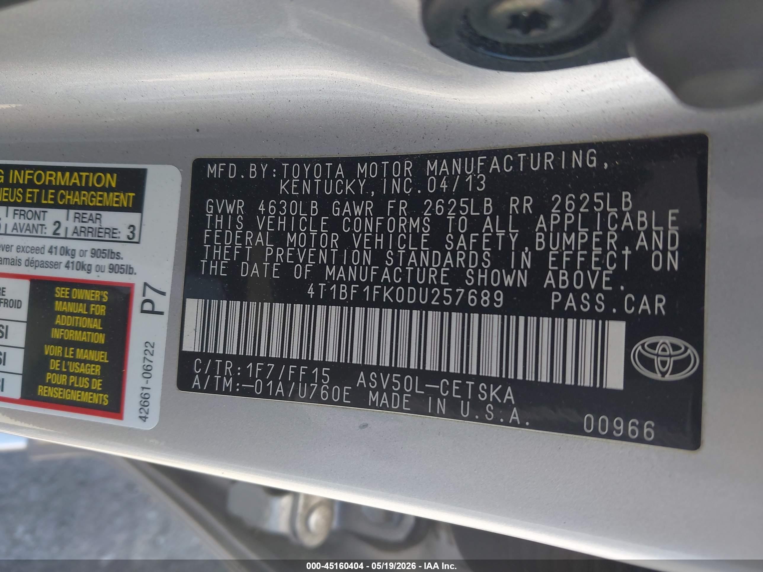 2013 Toyota Camry Se Silver vin: 4T1BF1FK0DU257689