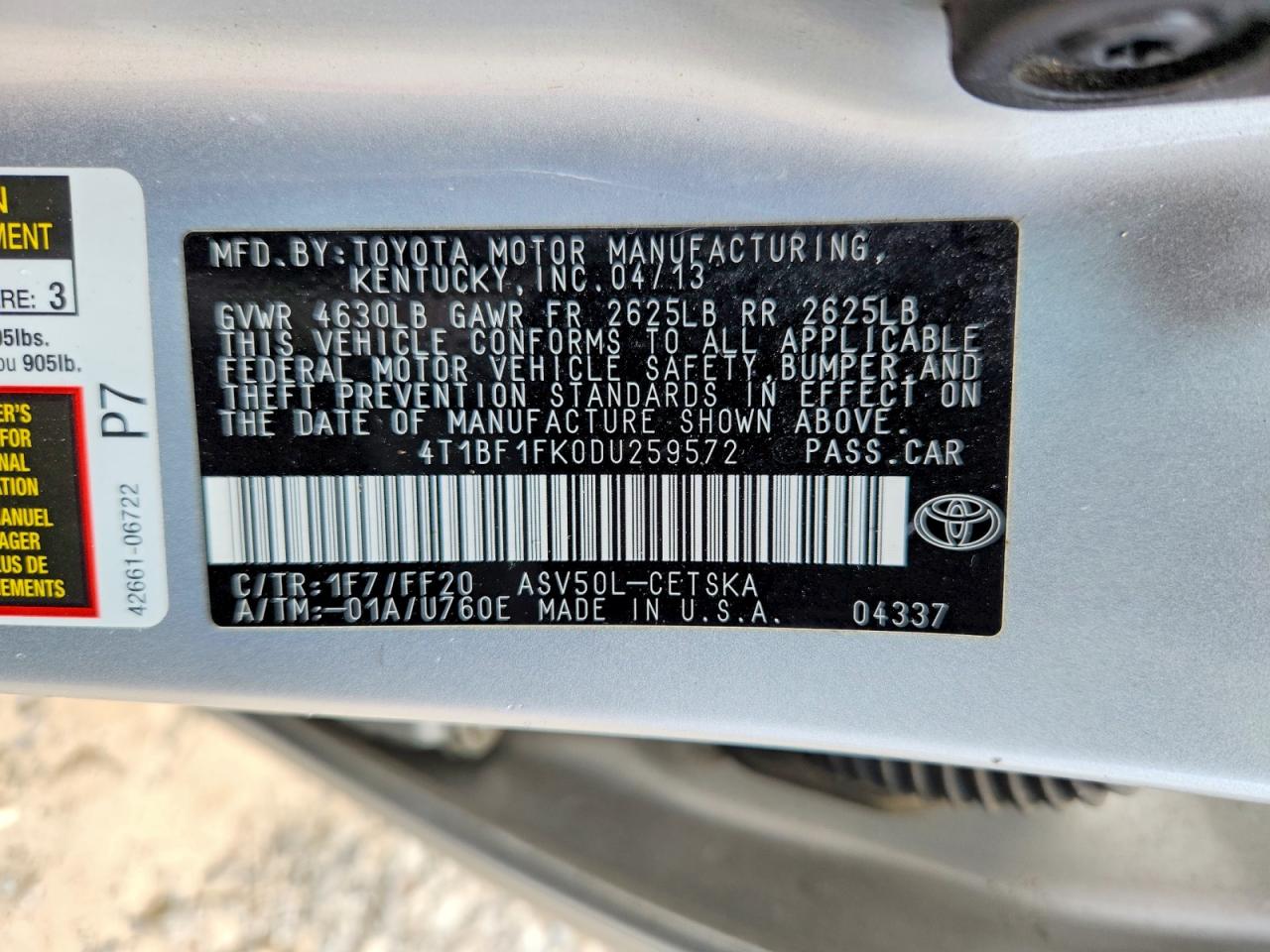 2013 Toyota Camry Se Серебряный vin: 4T1BF1FK0DU259572