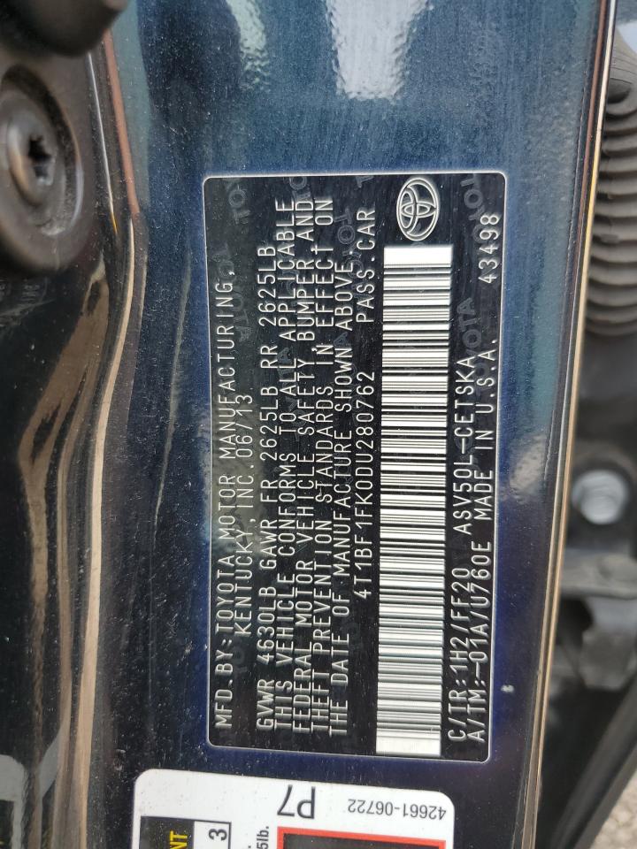 2013 Toyota Camry L Blue vin: 4T1BF1FK0DU280762