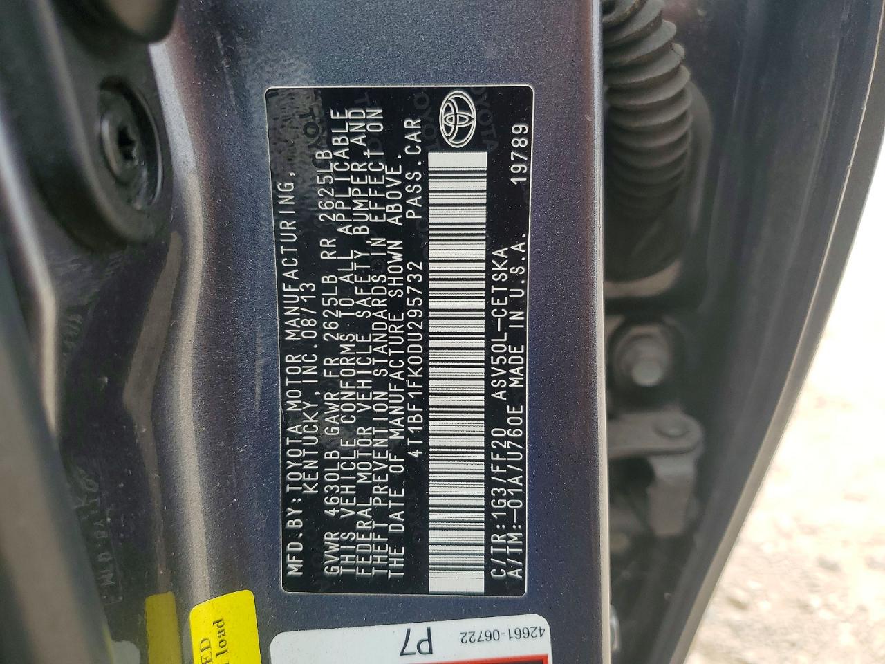 2013 Toyota Camry Se Charcoal vin: 4T1BF1FK0DU295732