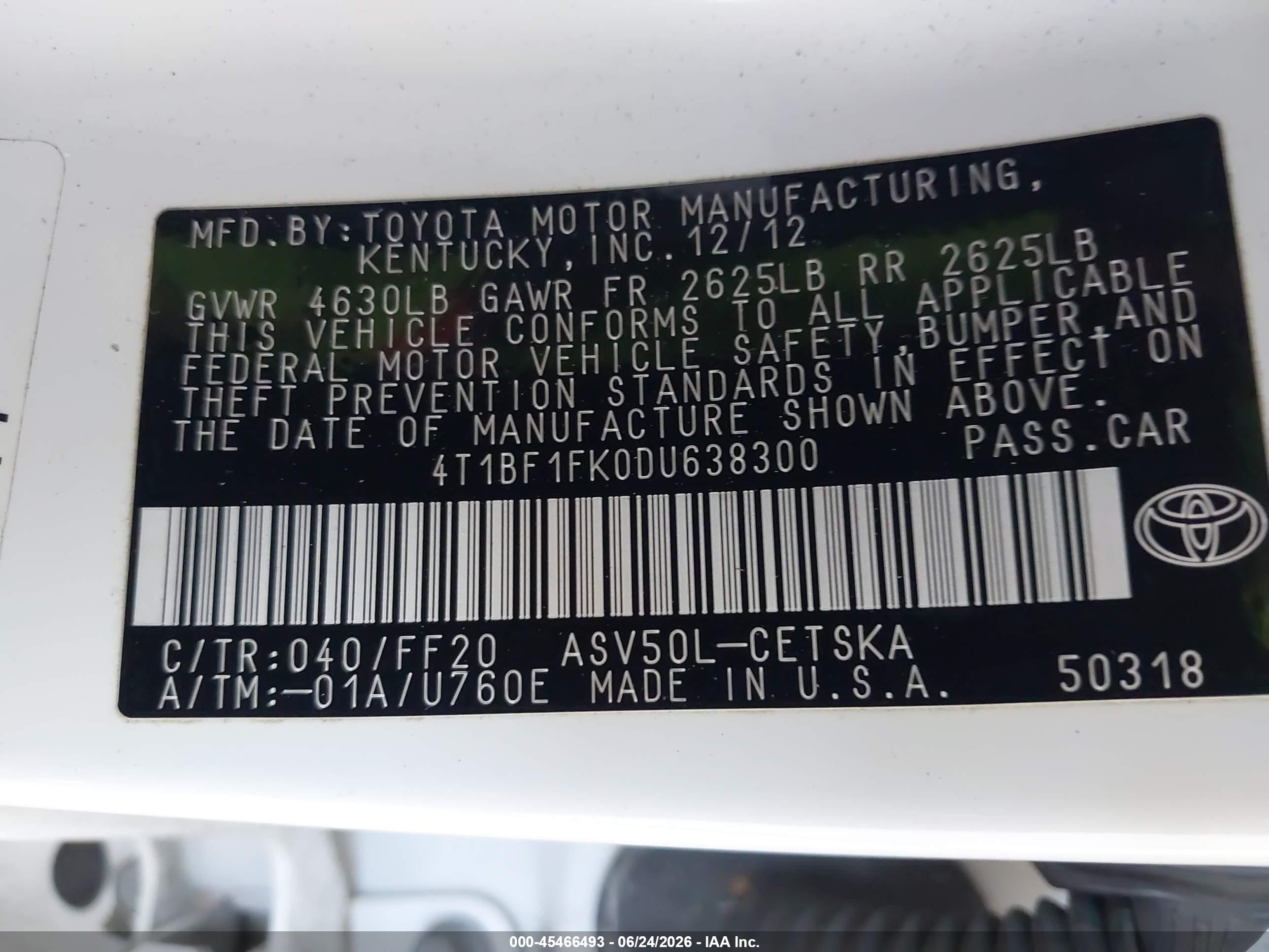 2013 Toyota Camry Se White vin: 4T1BF1FK0DU638300