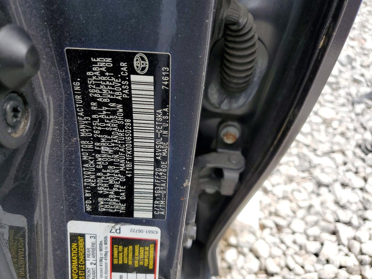 2013 Toyota Camry Se Угольный vin: 4T1BF1FK0DU650298