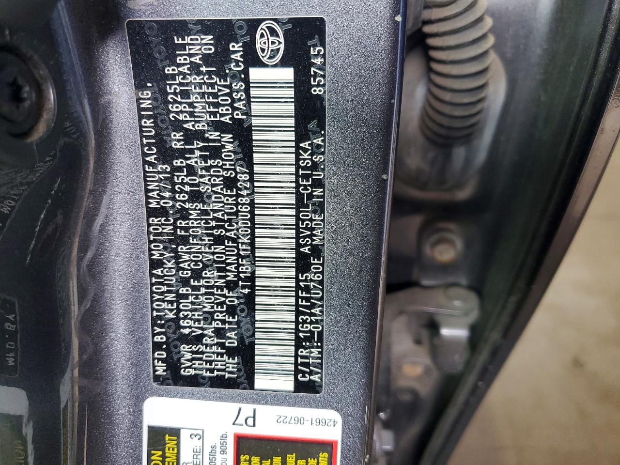 2013 Toyota Camry Se Gray vin: 4T1BF1FK0DU684287