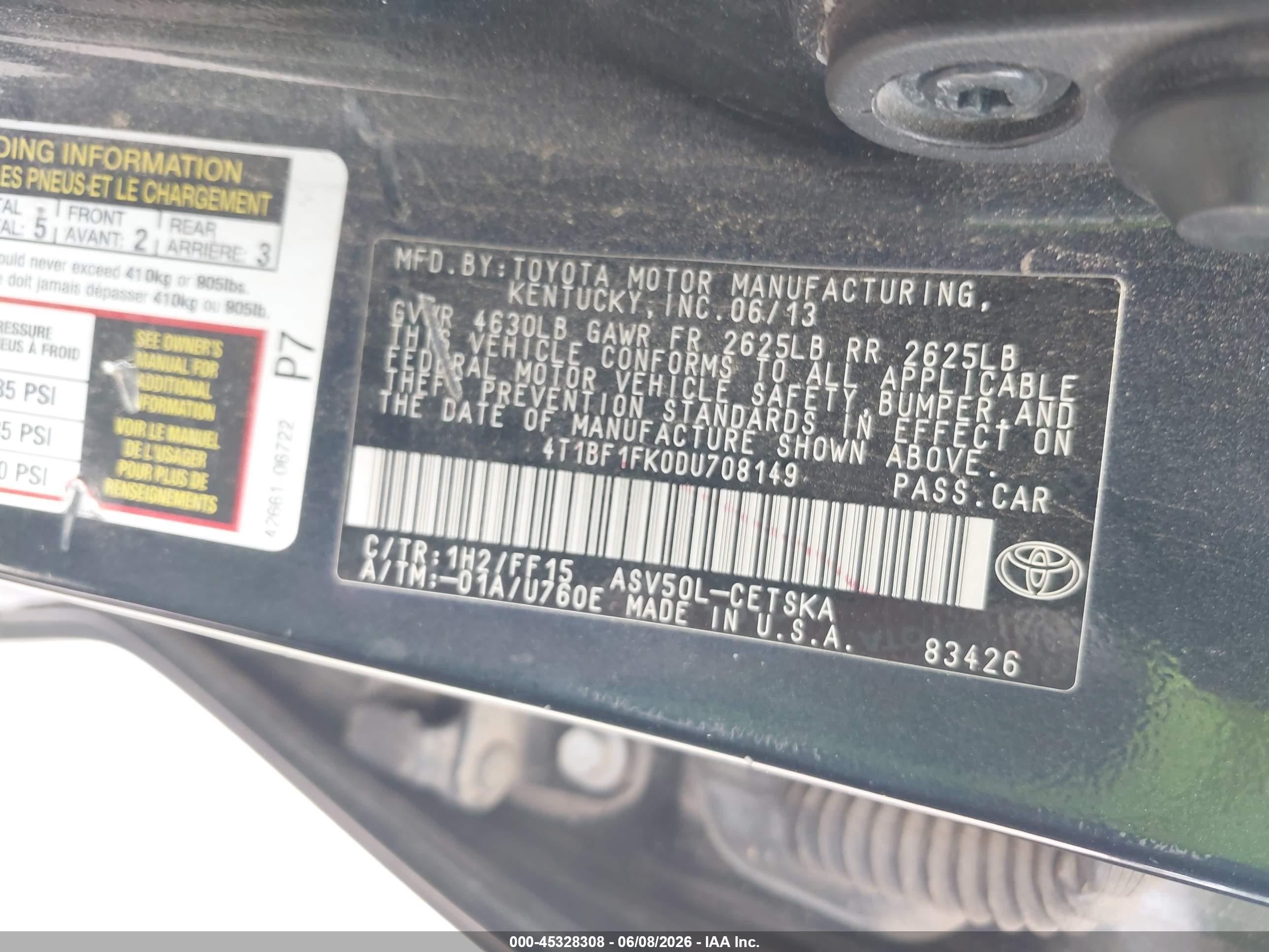 2013 Toyota Camry Se Gray vin: 4T1BF1FK0DU708149