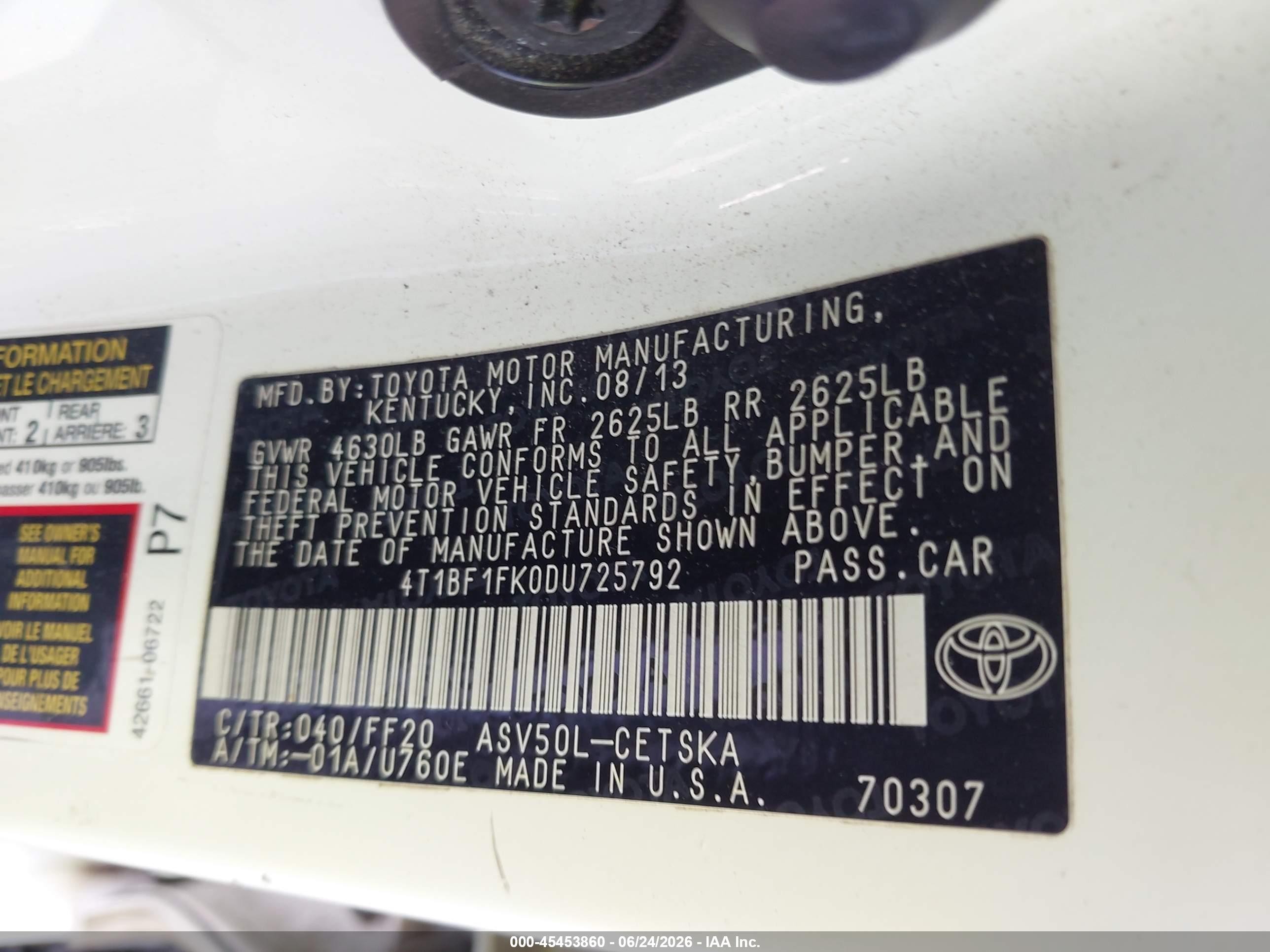 2013 Toyota Camry Se Белый vin: 4T1BF1FK0DU725792