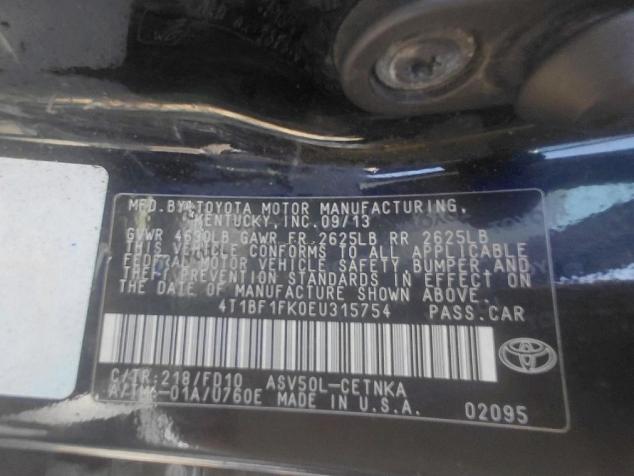 2014 Toyota Camry Le Black vin: 4T1BF1FK0EU315754