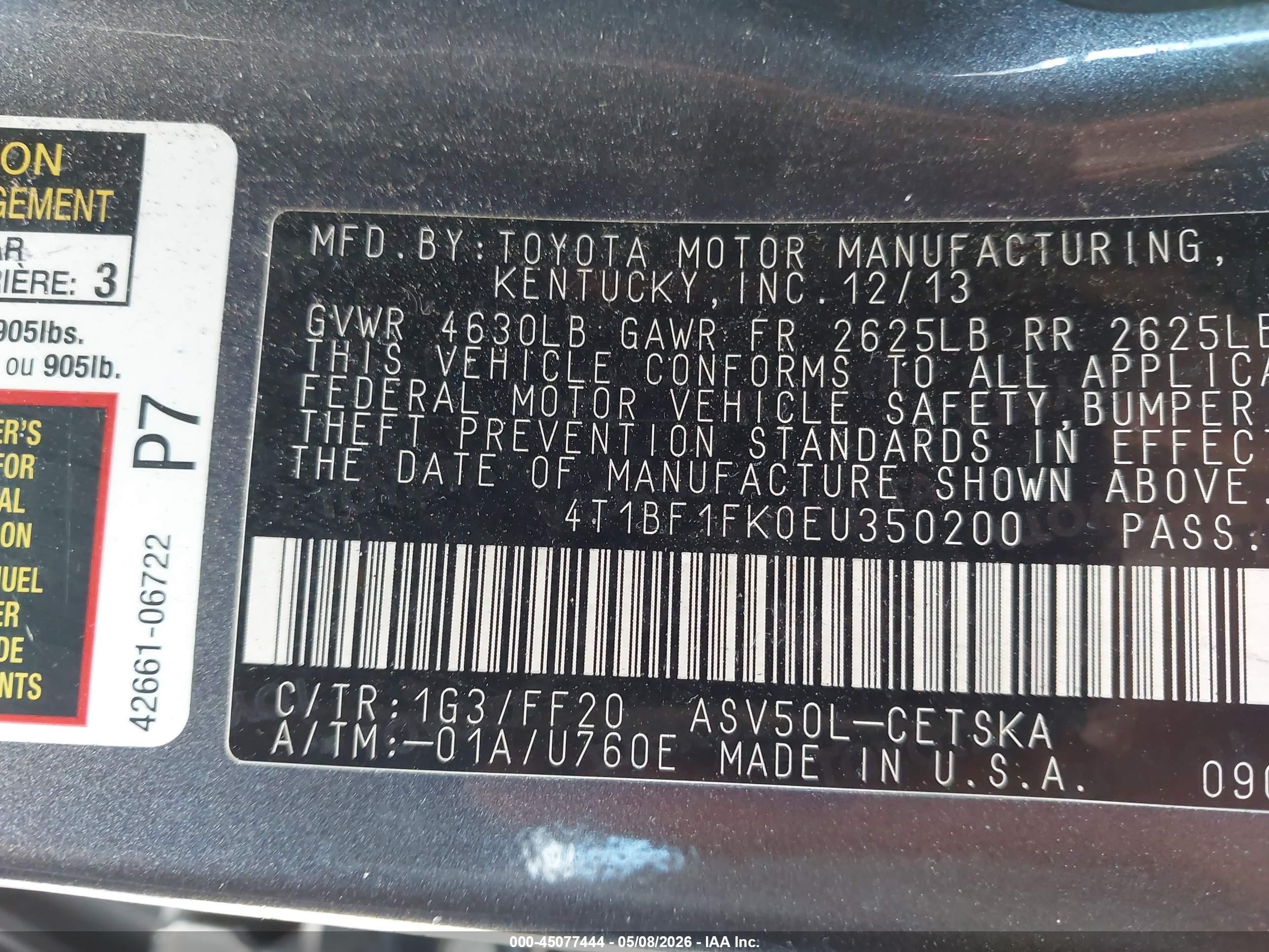 2014 Toyota Camry Se Gray vin: 4T1BF1FK0EU350200