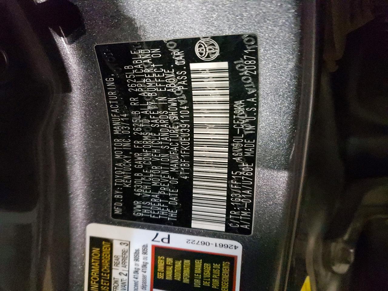 2014 Toyota Camry Se Gray vin: 4T1BF1FK0EU391104