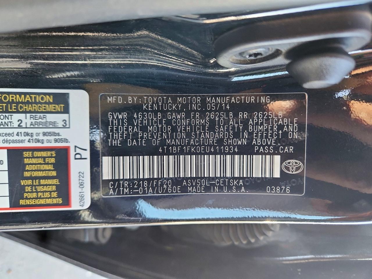 2014 Toyota Camry Se Black vin: 4T1BF1FK0EU411934