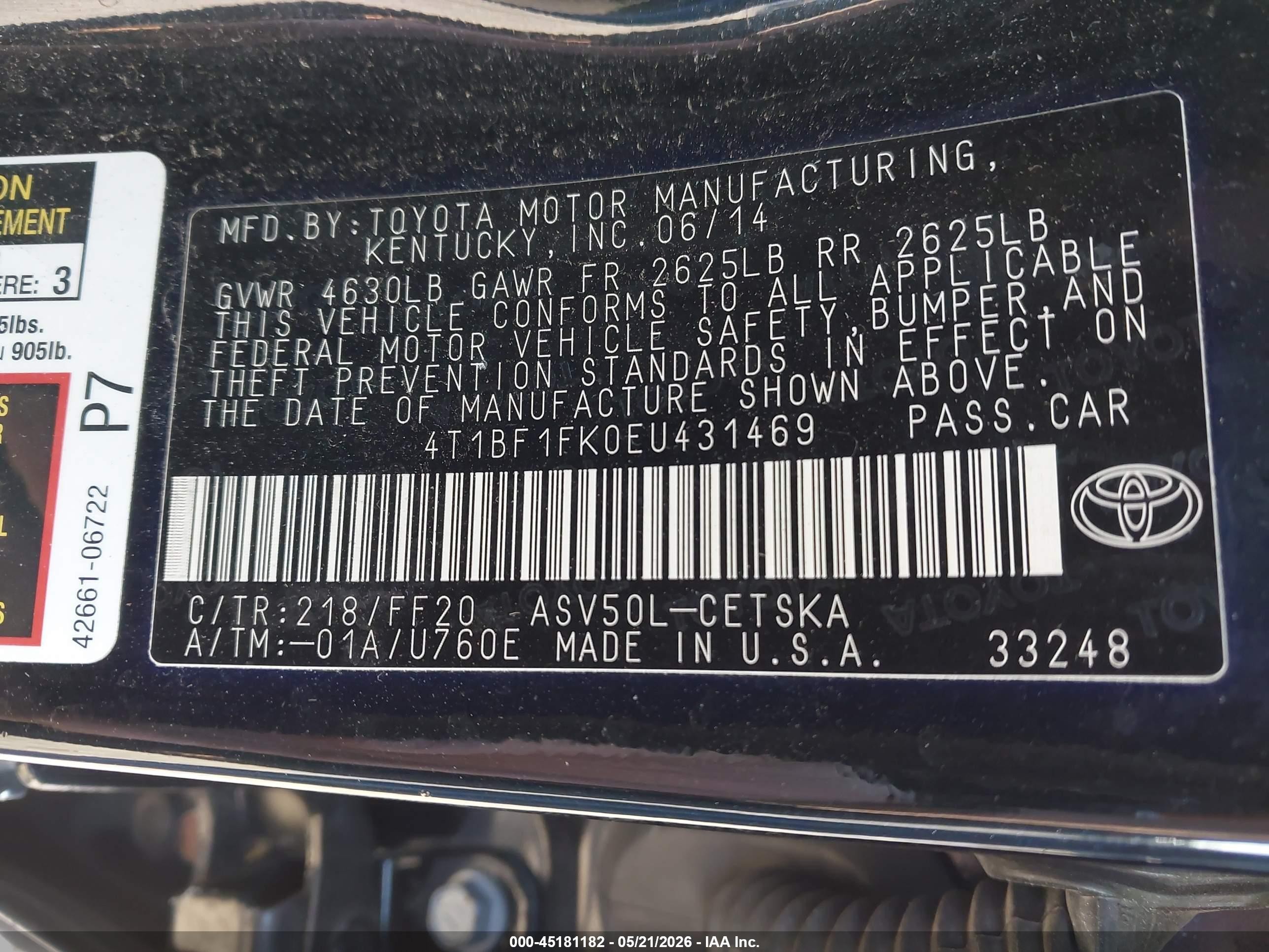 2014 Toyota Camry Se Black vin: 4T1BF1FK0EU431469