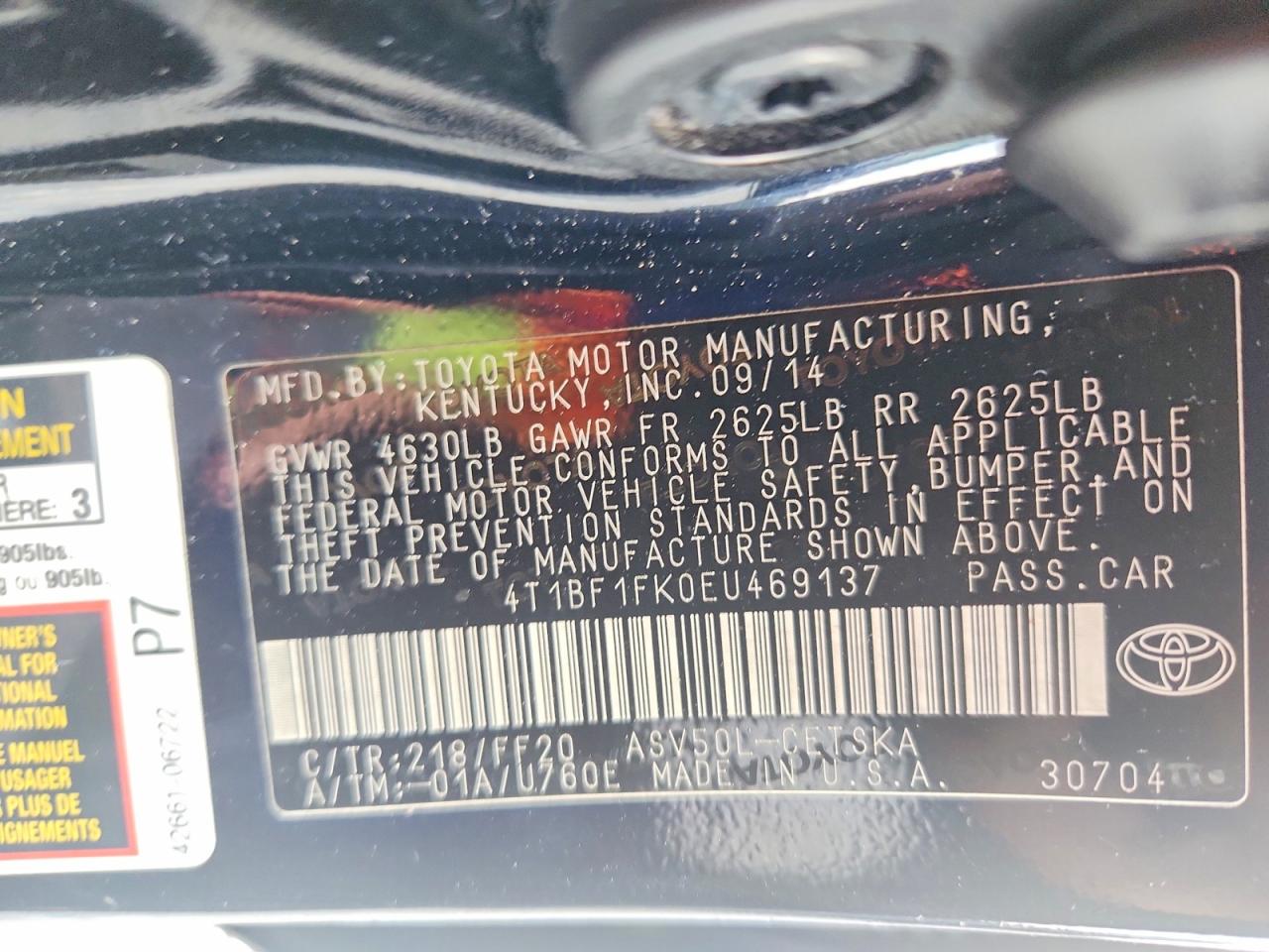 2014 Toyota Camry Se Black vin: 4T1BF1FK0EU469137