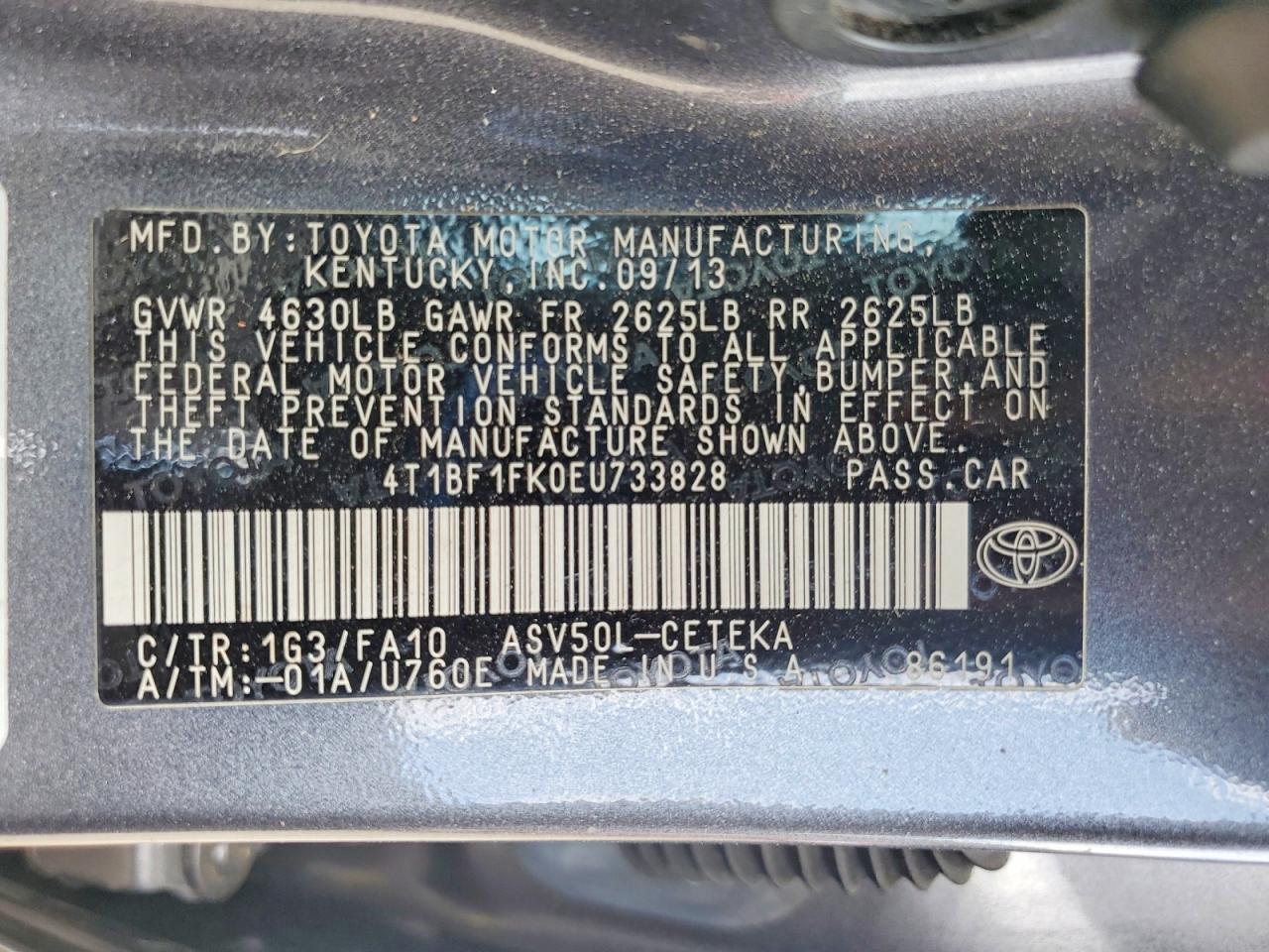 2014 Toyota Camry L Charcoal vin: 4T1BF1FK0EU733828