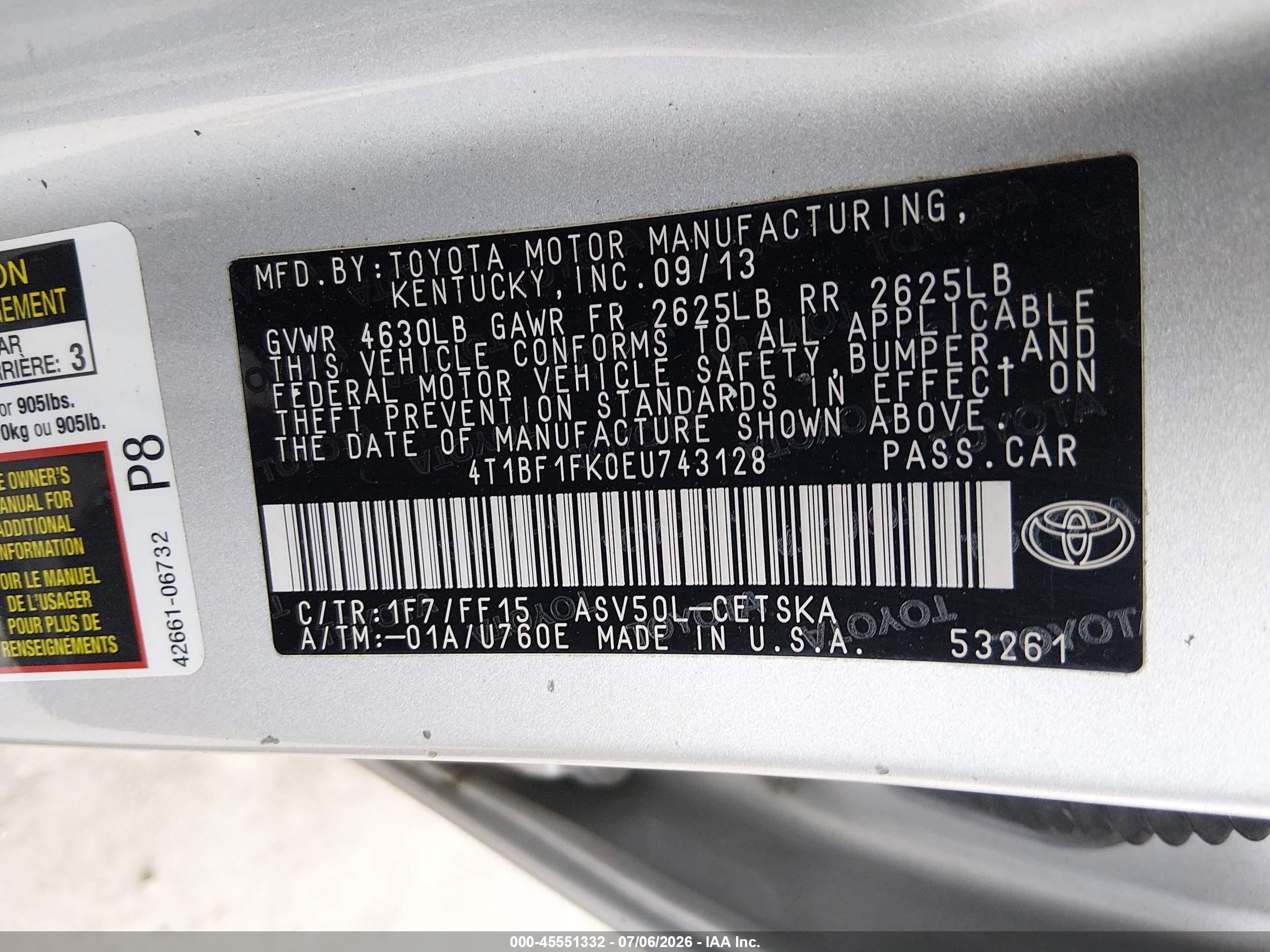 2014 Toyota Camry Se Sport Серебряный vin: 4T1BF1FK0EU743128