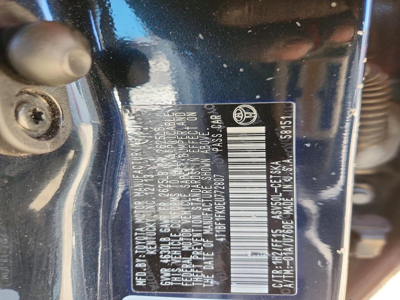 2014 Toyota Camry Se Угольный vin: 4T1BF1FK0EU772807