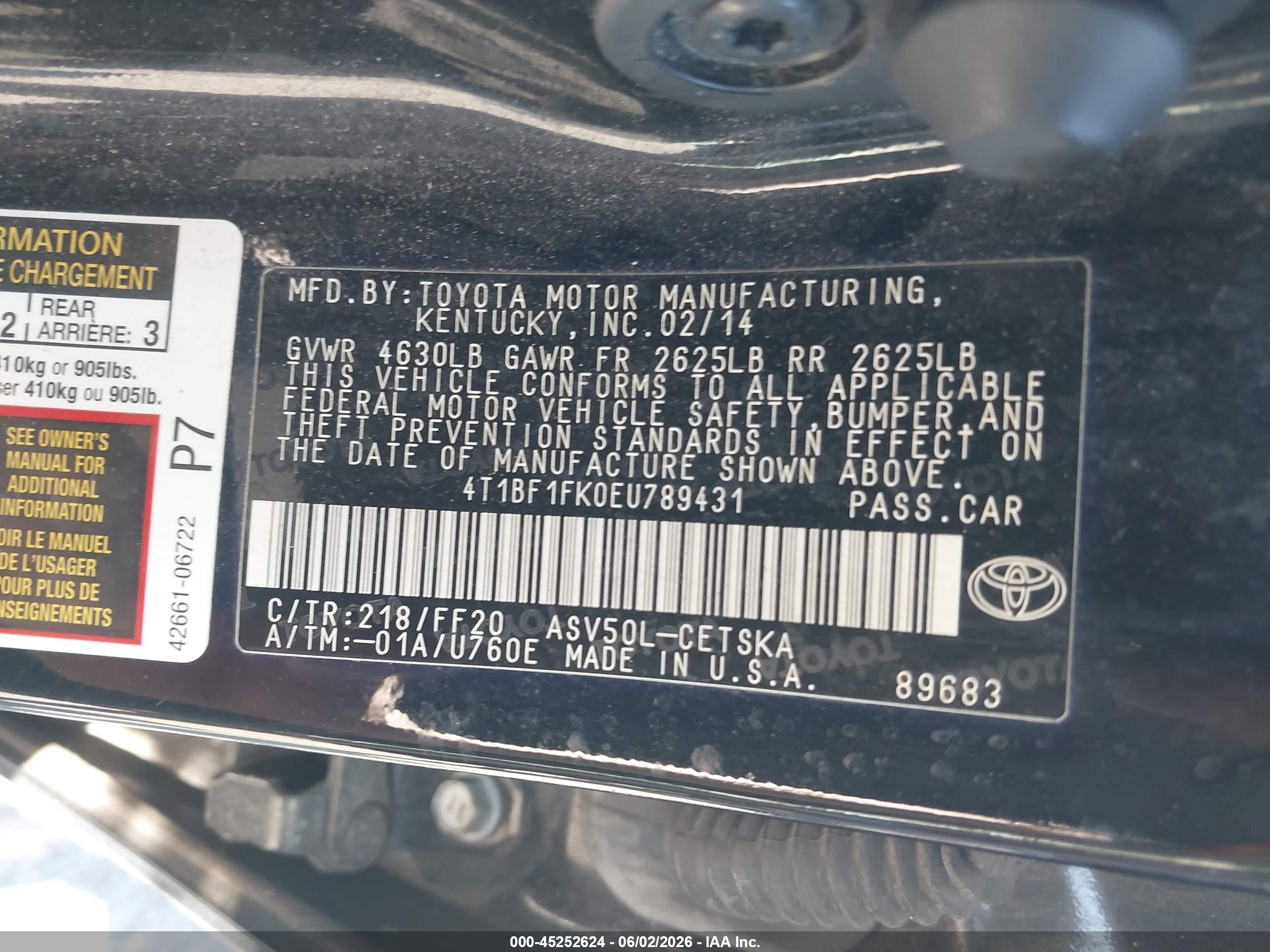 2014 Toyota Camry Se Черный vin: 4T1BF1FK0EU789431