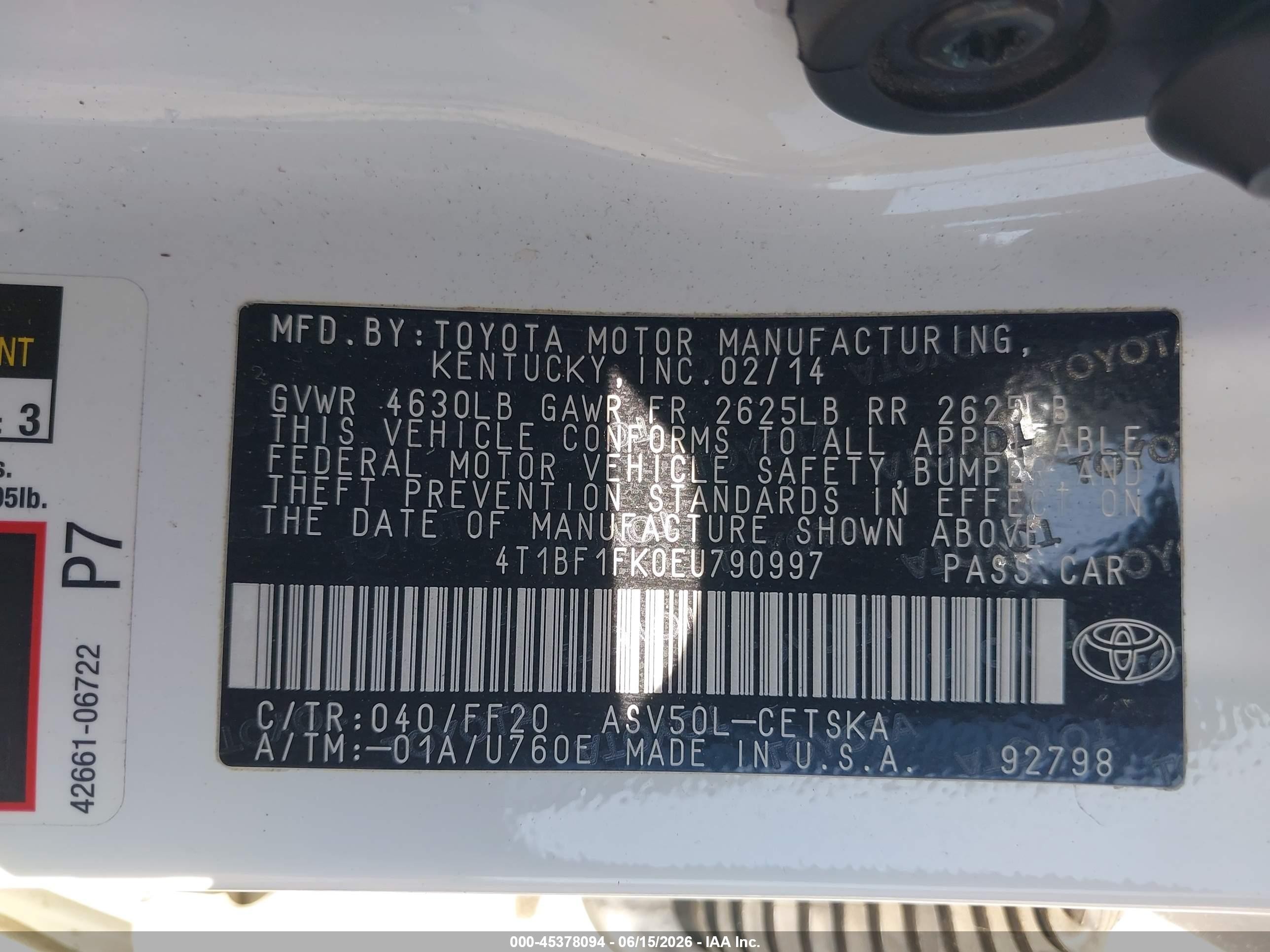2014 Toyota Camry Se Белый vin: 4T1BF1FK0EU790997